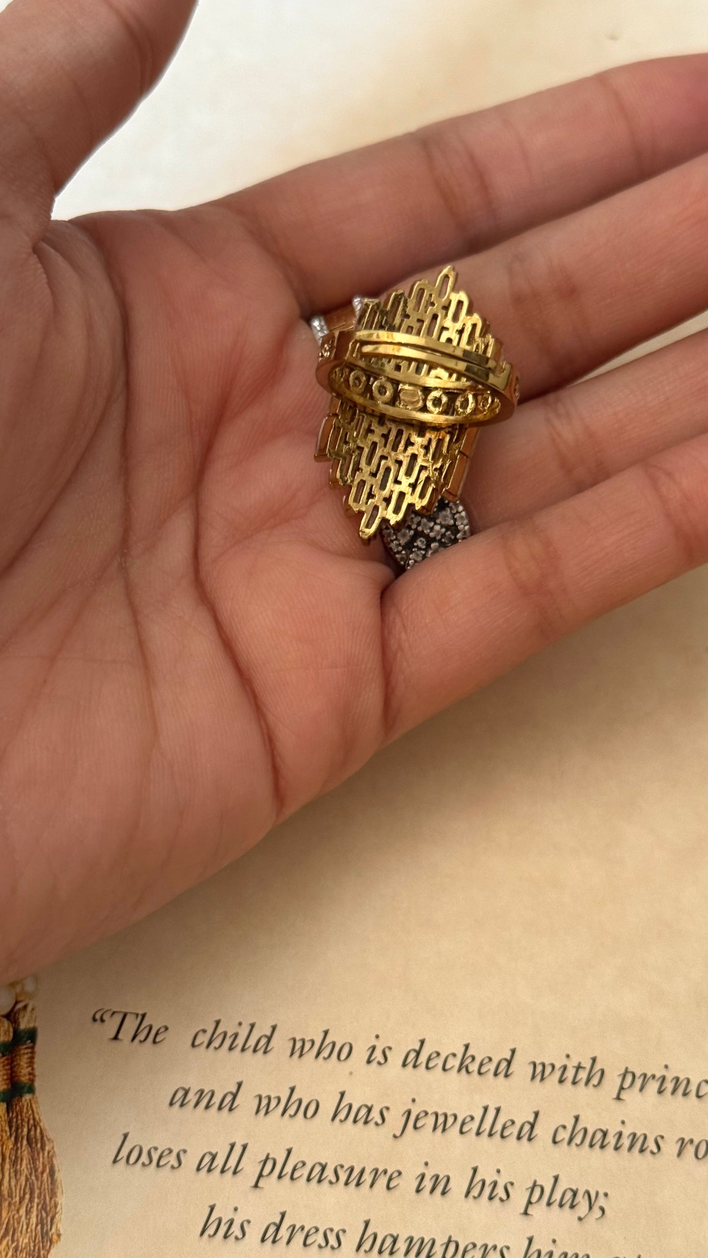 Topaz floral designer cocktail adjustable ring