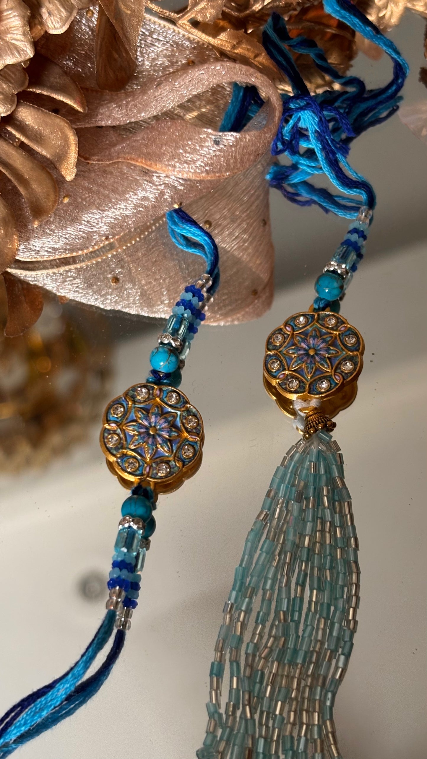 Nakashi work Couple rakhi ( shipping will be extra )