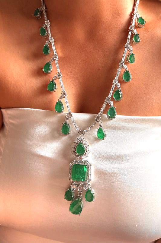 Emerald doublet minimal designed mid neck length set