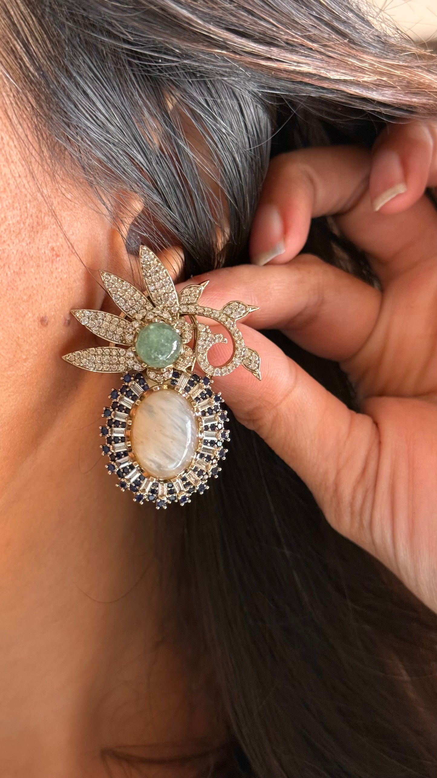 Sabyasachi inspired with natural sone navratna studs