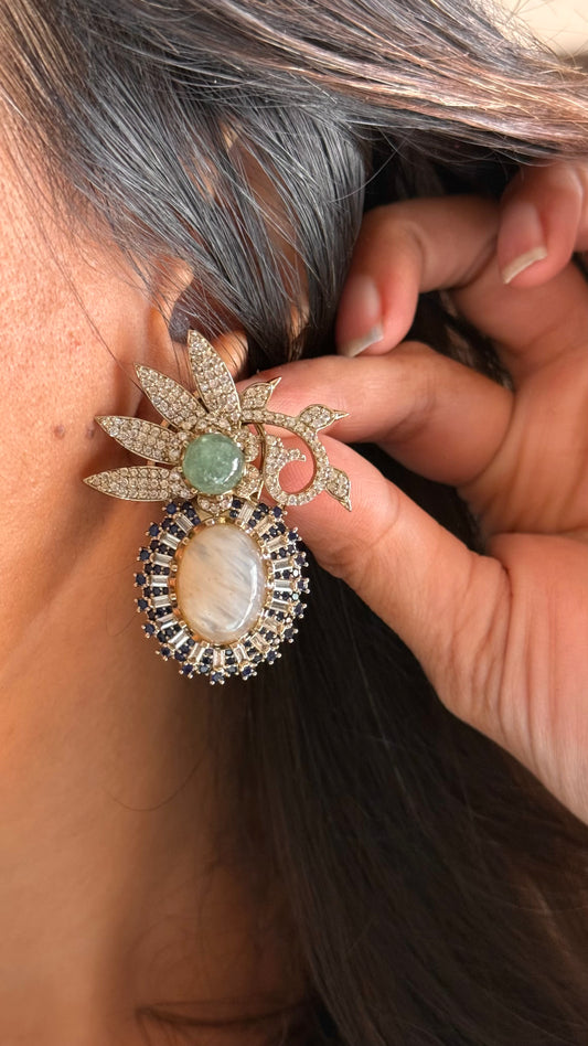 Sabyasachi inspired with natural sone navratna studs