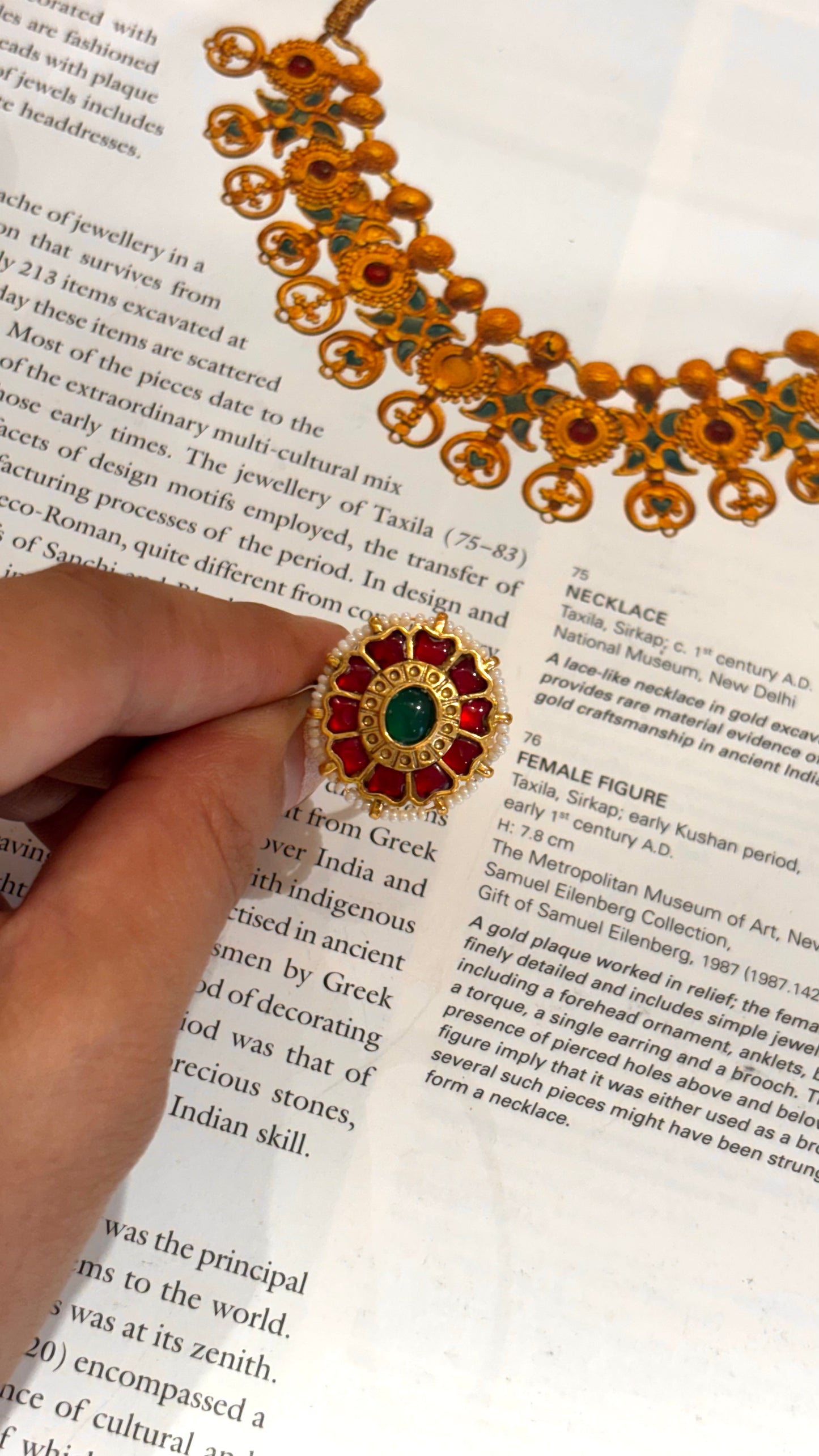 Ruby & emerald floral Kundan ring