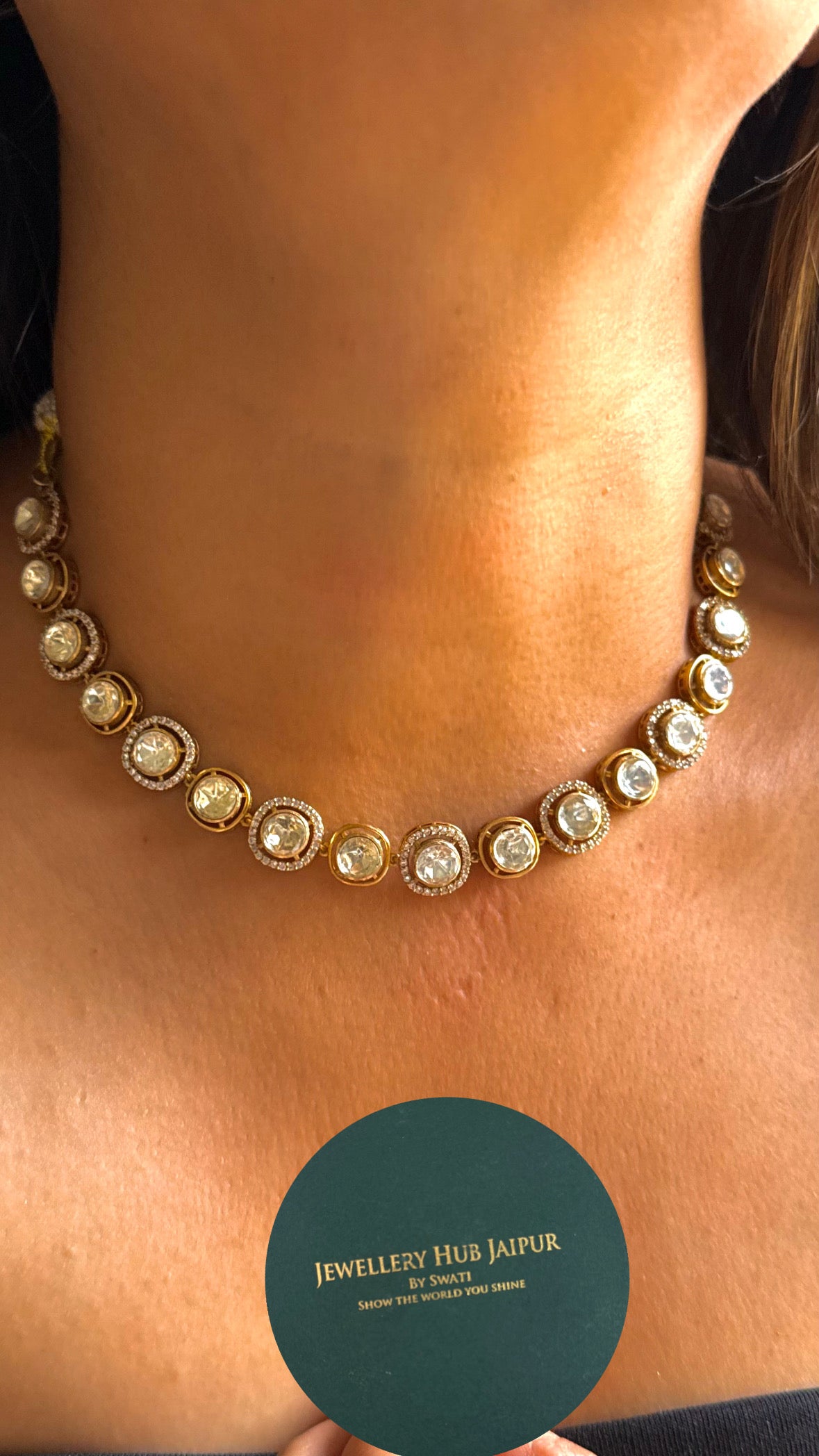 Peeli polki single line Necklace
