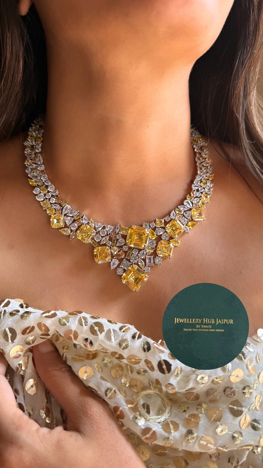 Topaz cz diamond statement necklace