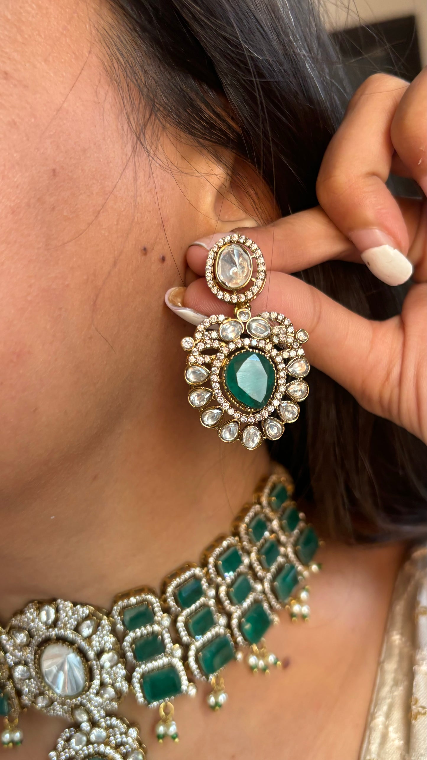 Emerald doublet victorian choker