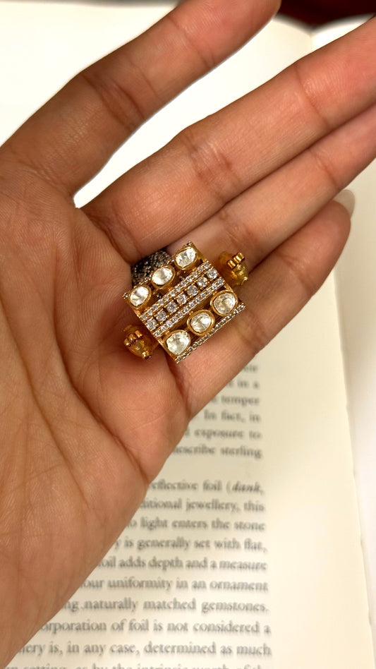 Moissanite peacock design adjustable ring