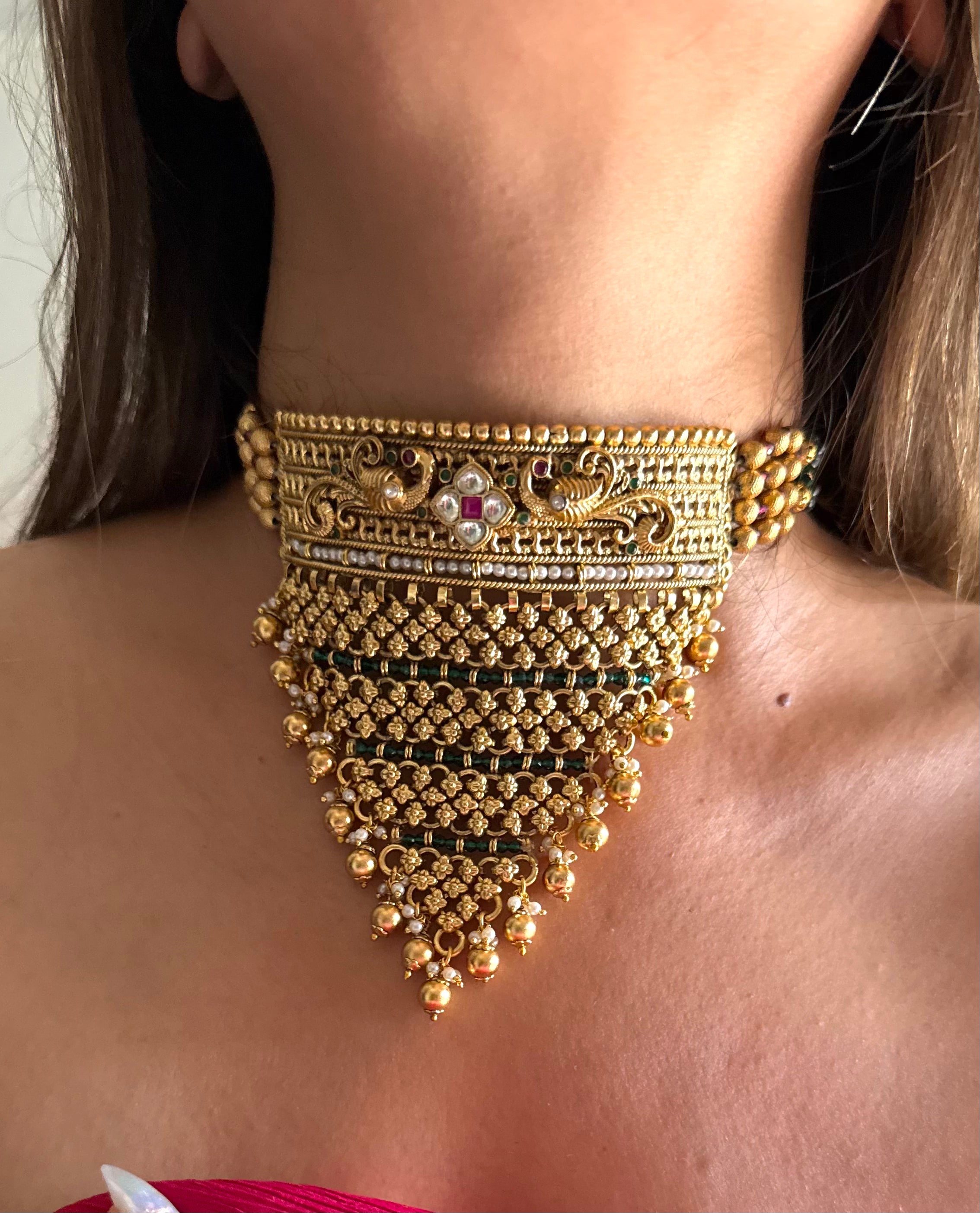 Ruby with peacock jhalar rajwada aad
