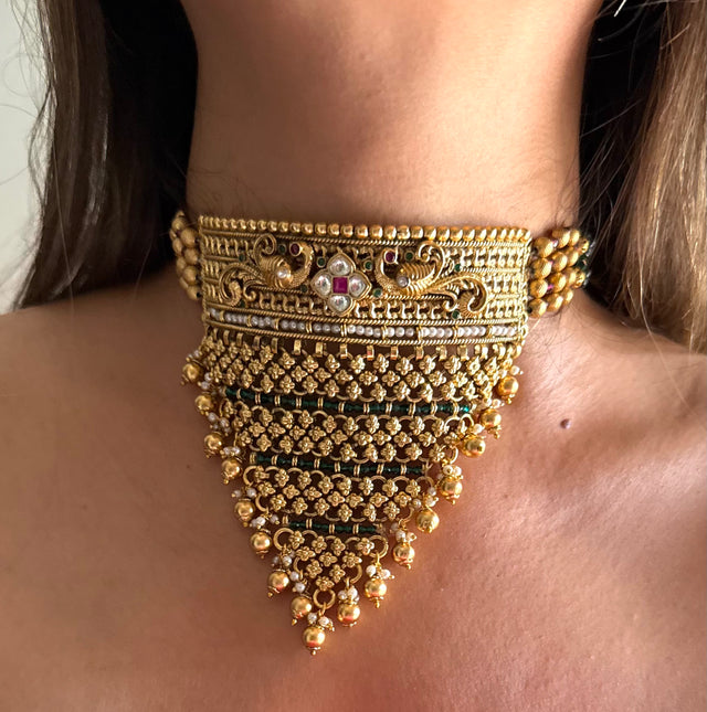 Ruby with peacock jhalar rajwada aad