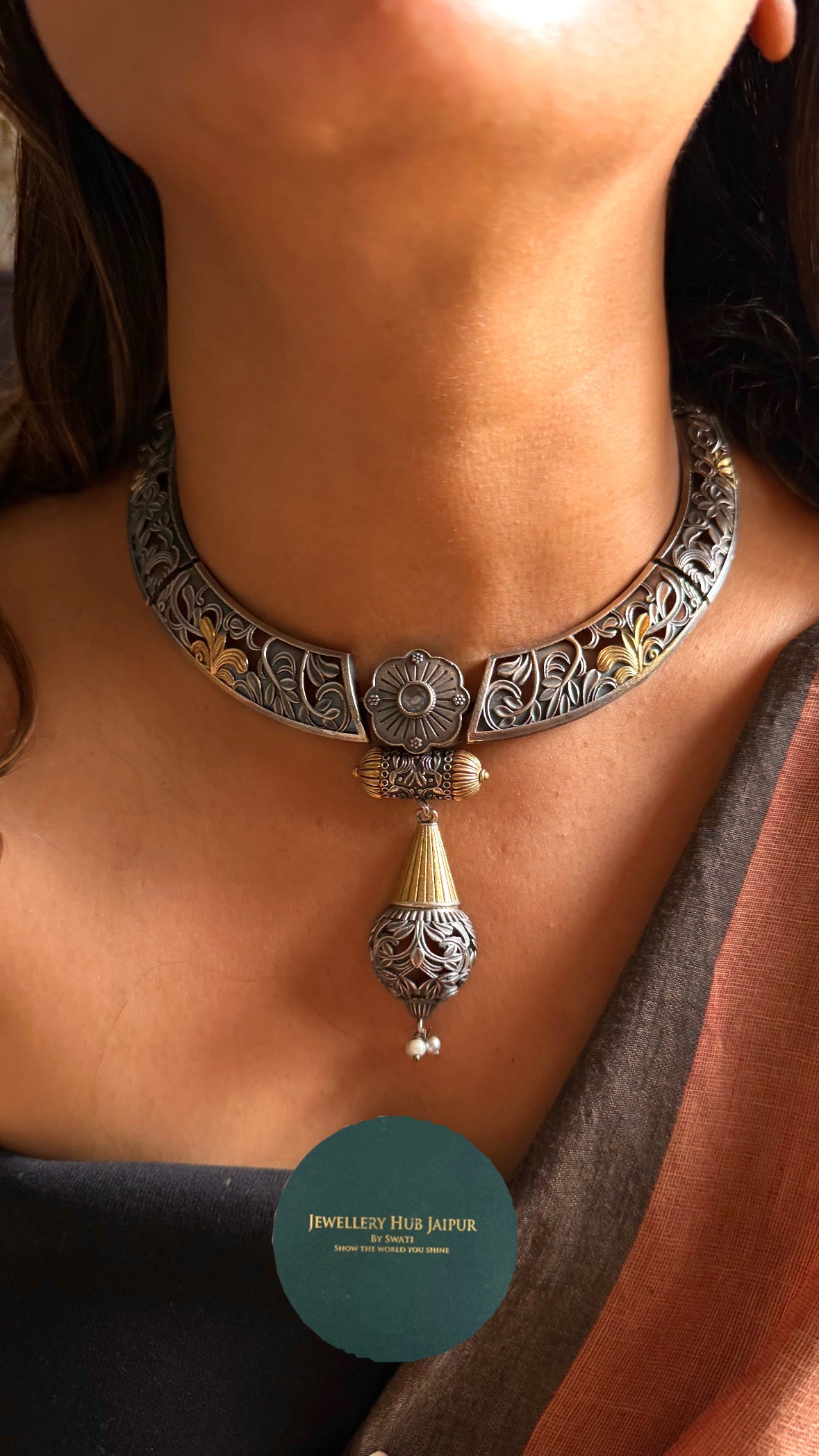 Mehru tribal floral detailing necklace