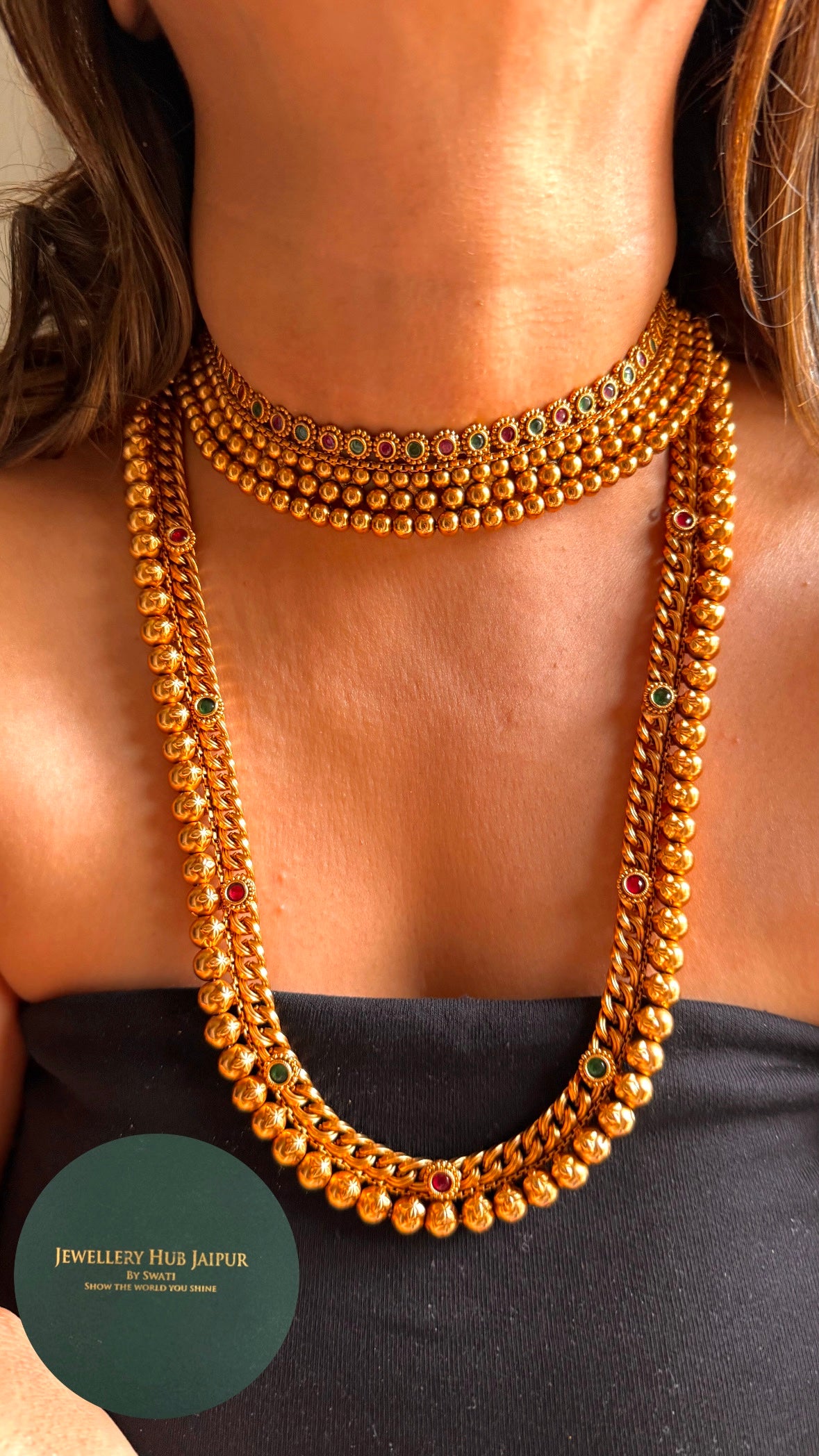 Antique gold choker combo Necklace