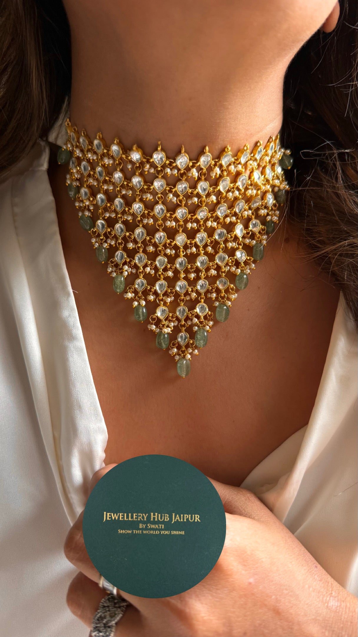 8 layered paachi Kundan mint strawberry Necklace