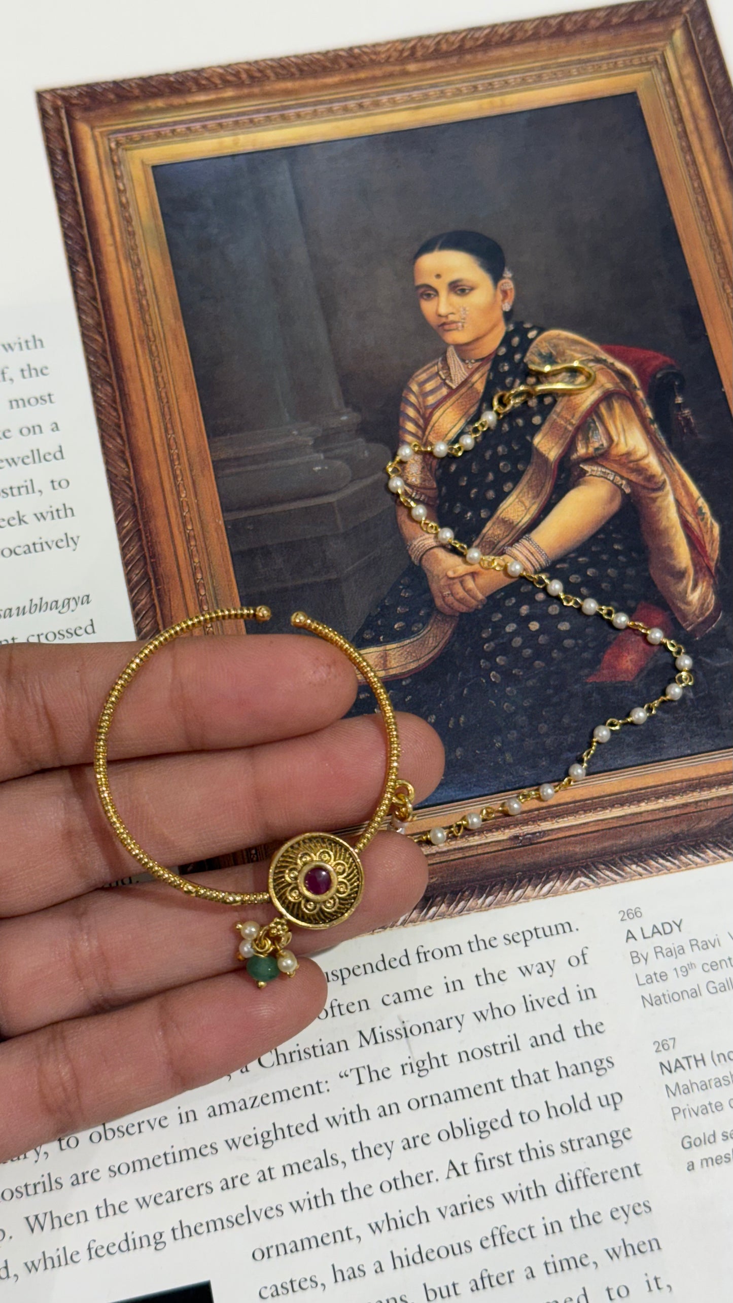 Floral Ruby oxidised, gold nath