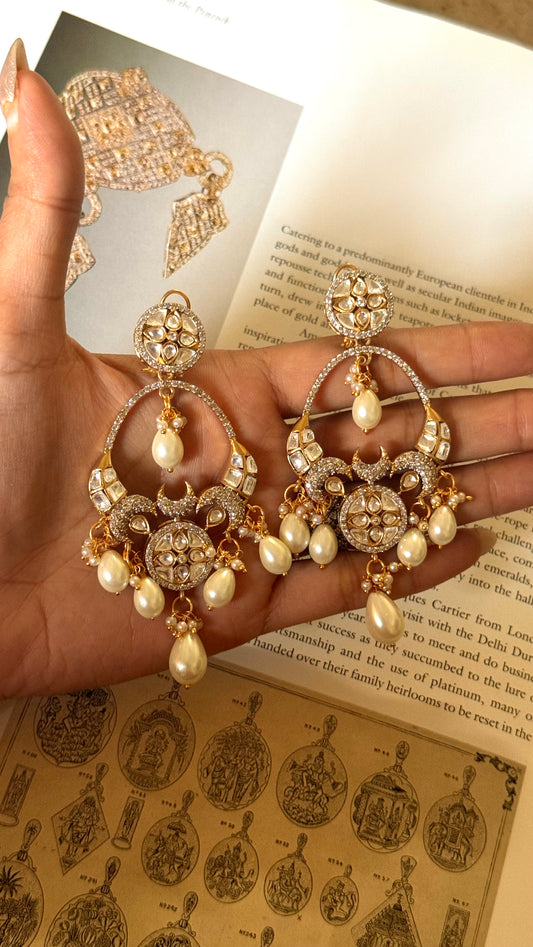 Moissanite with pearl drop earrings