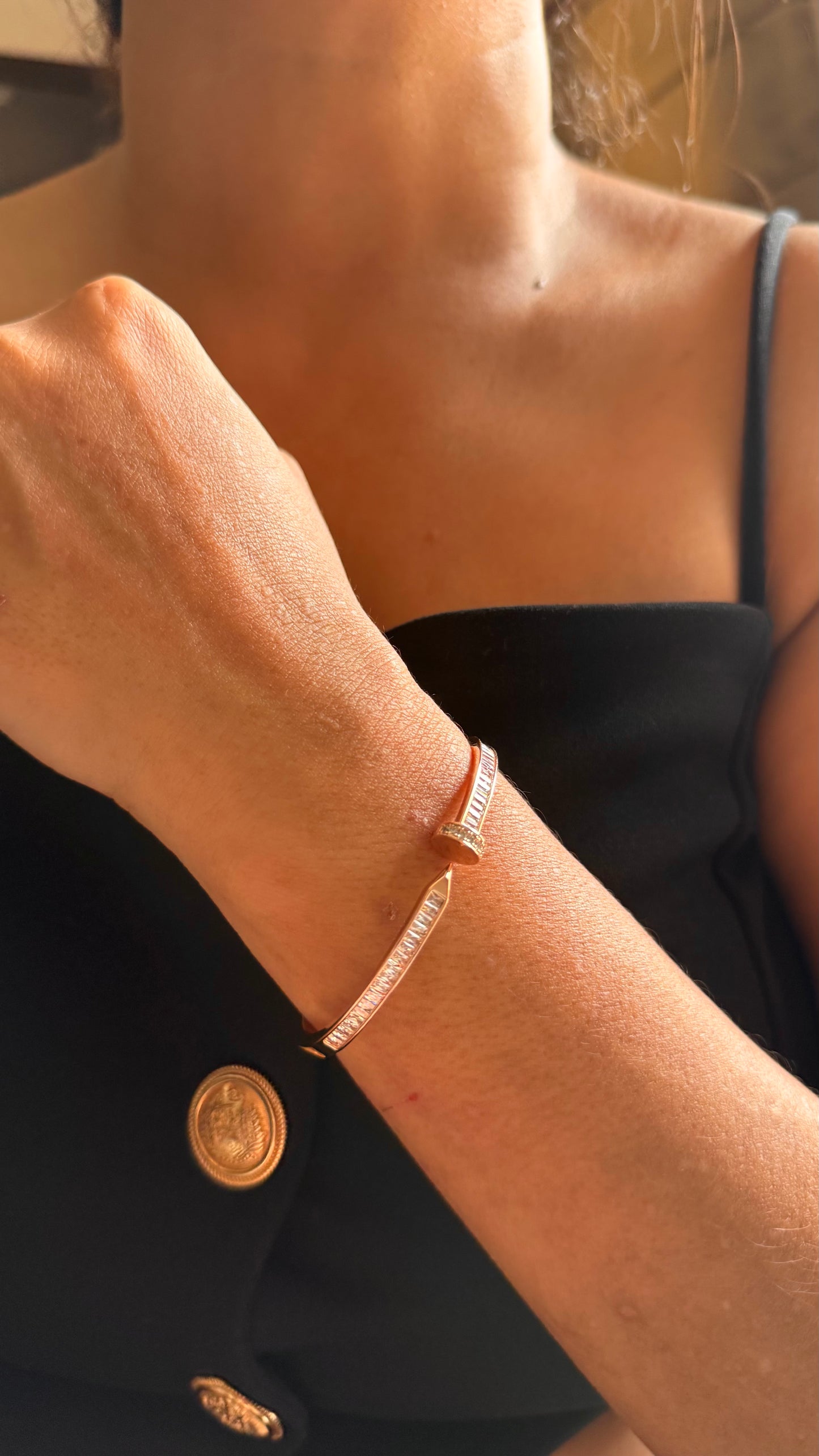 Rose Gold Tone Open Nail Bracelet