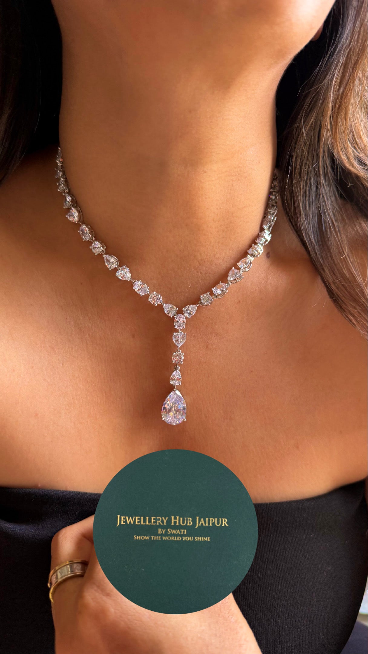 Cz celeste diamond cocktail Necklace