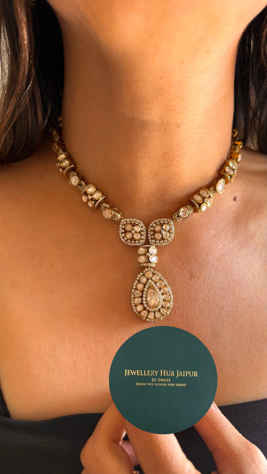 Drop  shape victorian peeli polki set