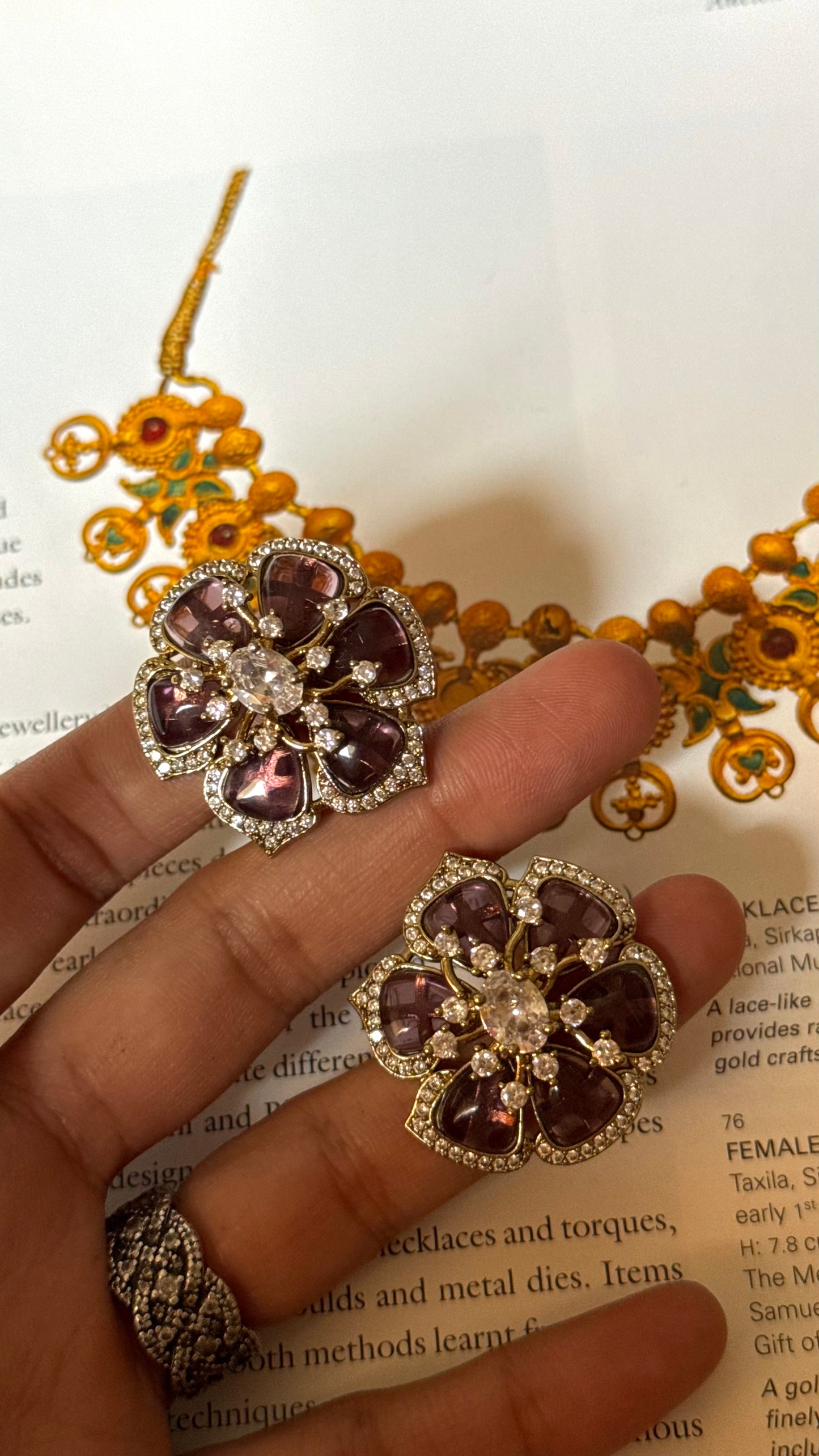 Amethyst floral cocktail studs