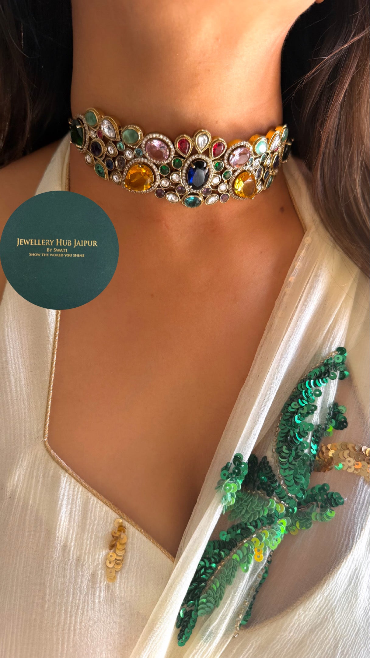 Sabyasachi inspired navratna necklace