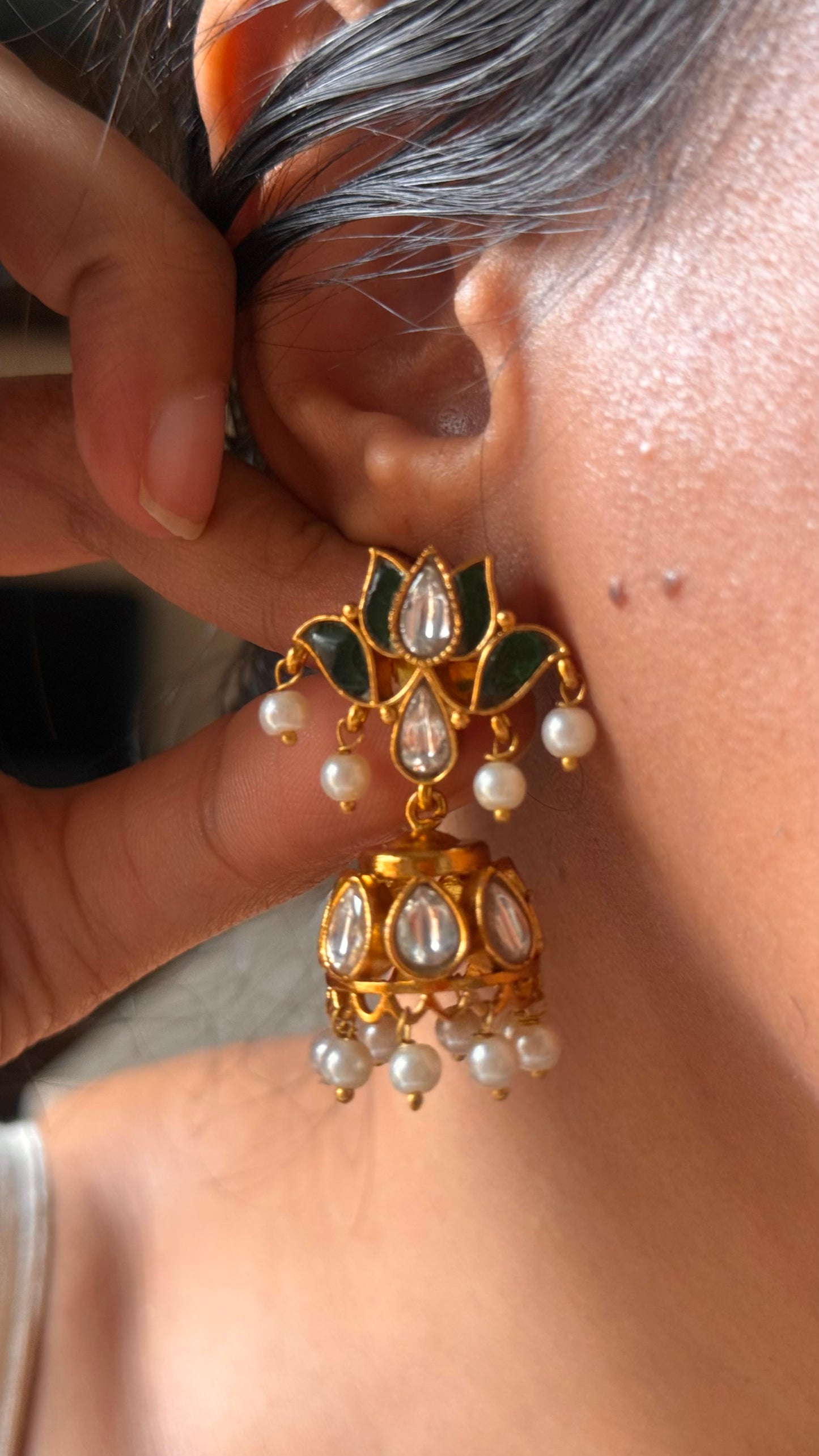 Lotus inspired emerald paachi Kundan choker Necklace set