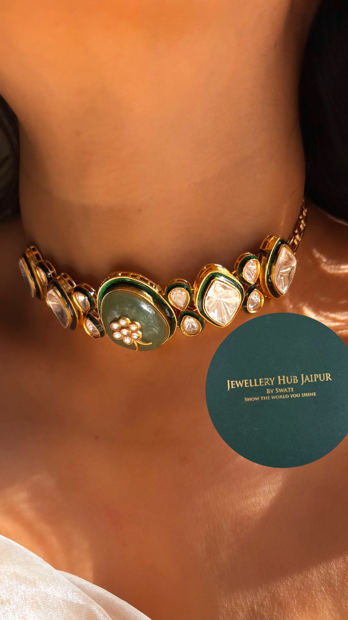 Mint handmade uncut polki choker