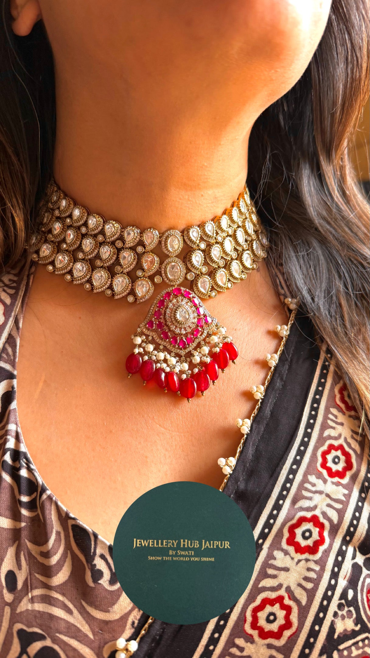 Heritage Ruby victorian triple line choker set