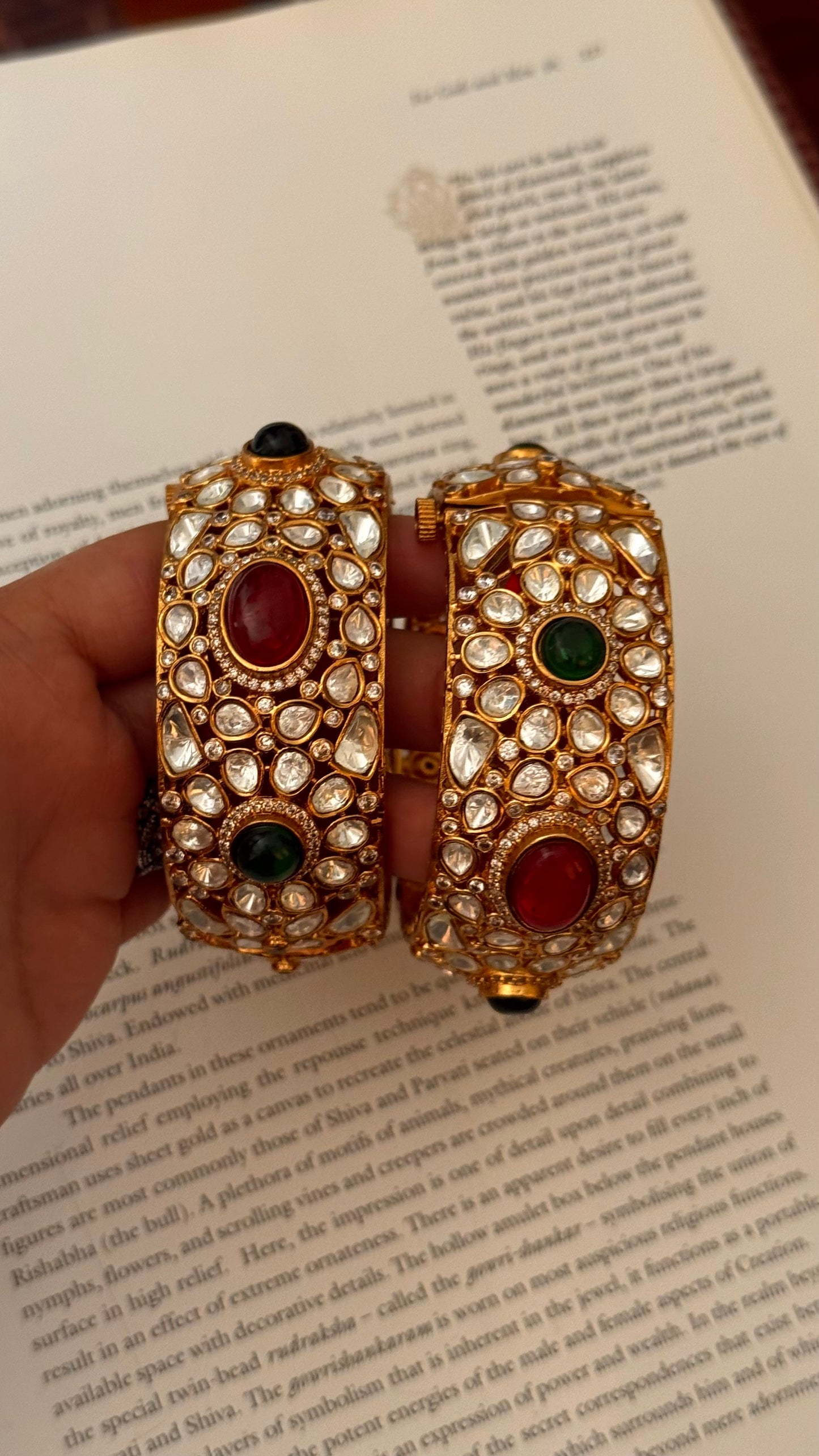 Ruby and emerald polki bangles