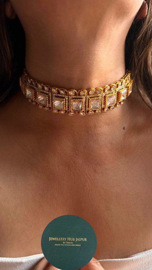 Peeli polki statement choker (gold plated)
