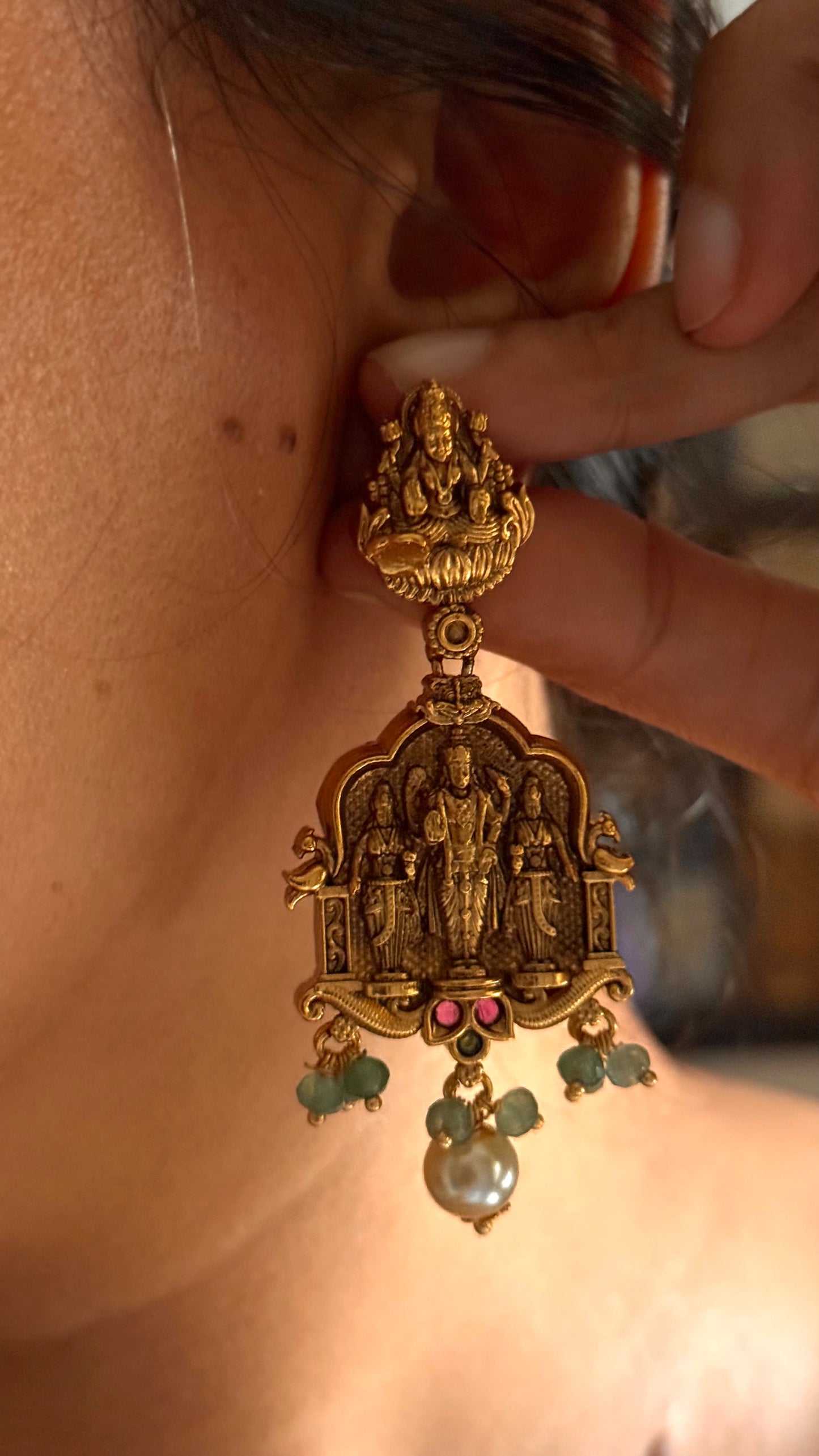 Lord vishnu inspired temple nakashi heritage Necklace