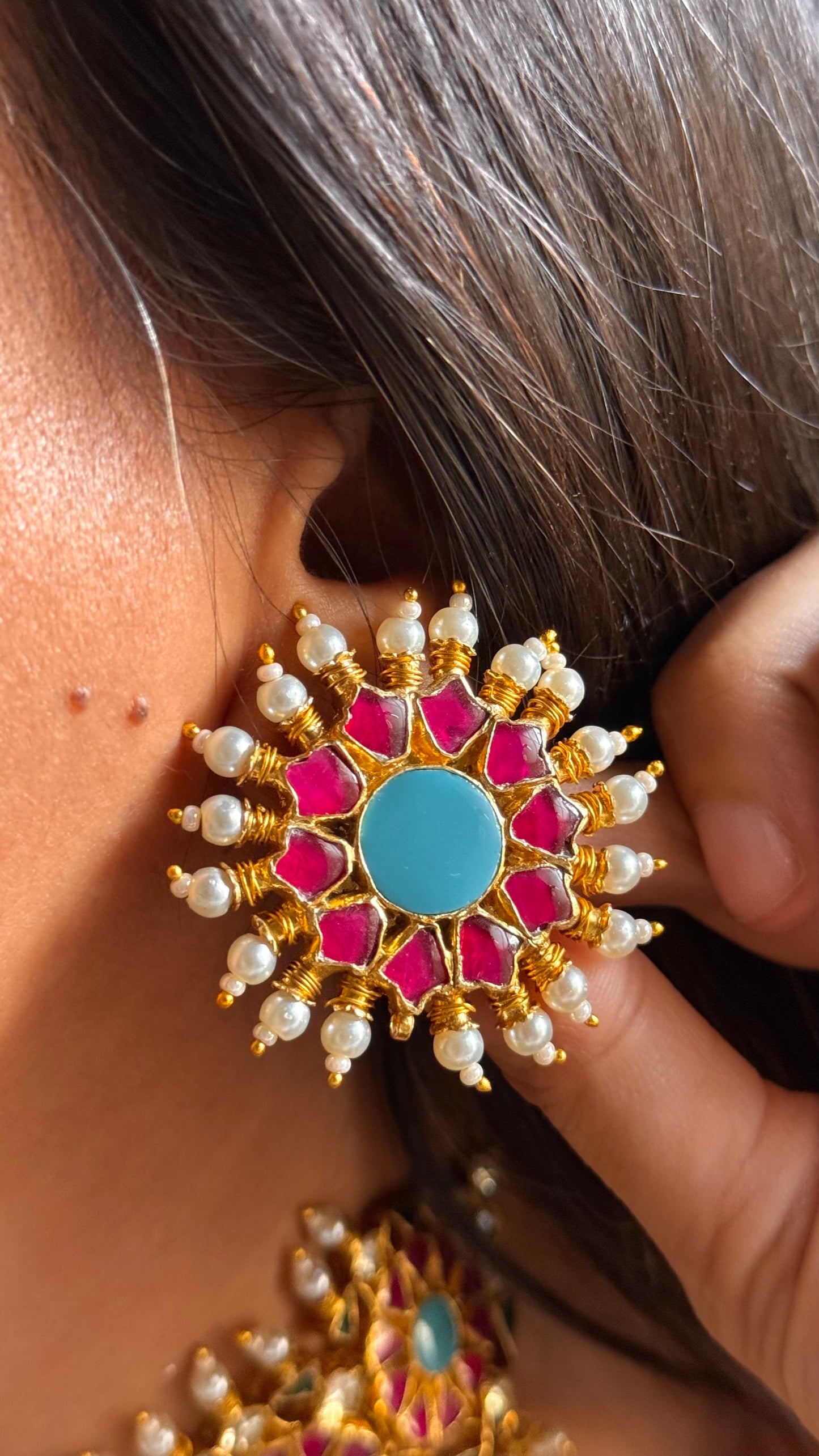 Firoza in ruby floral paachi kundan handmade choker