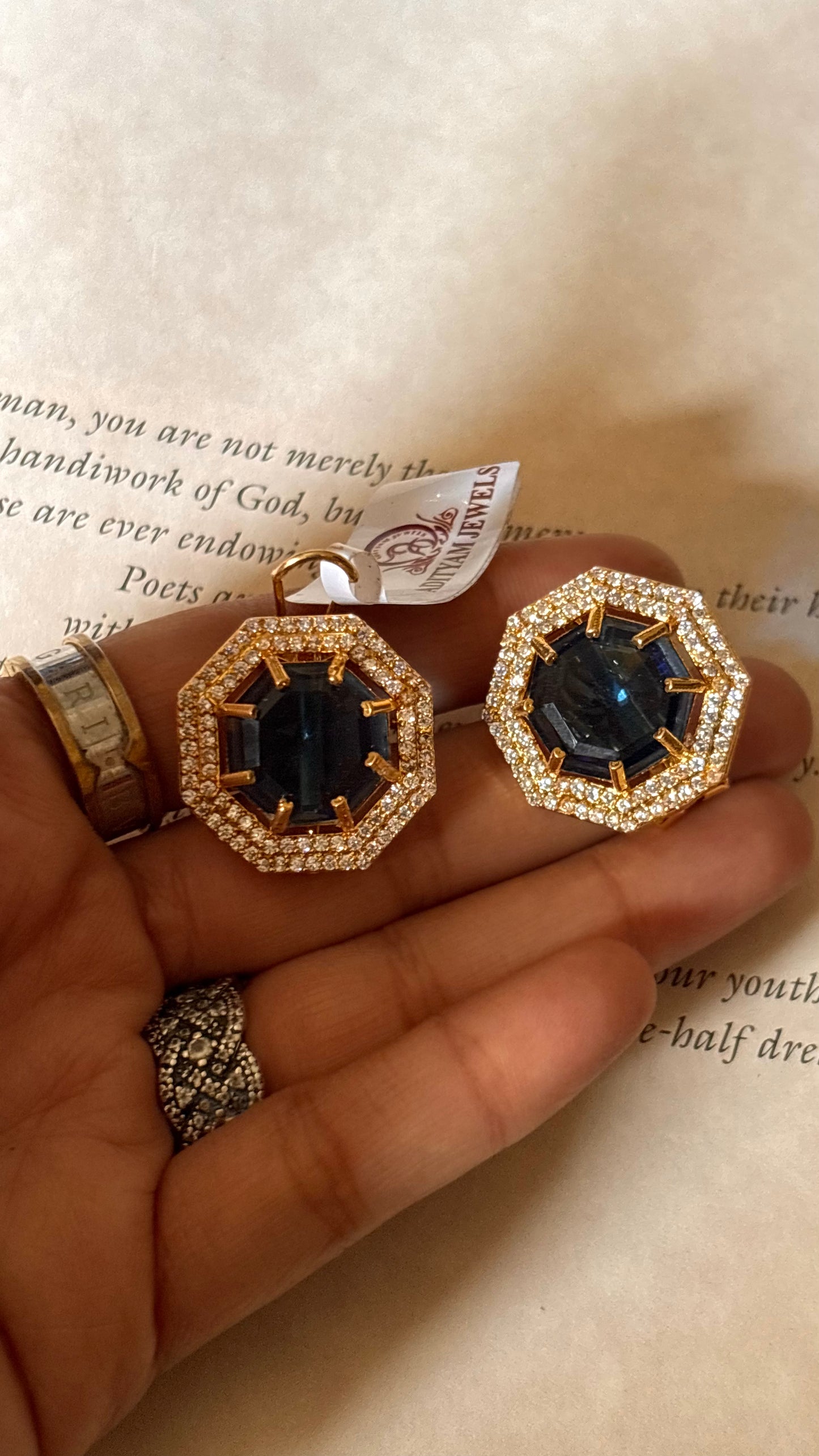 Sapphire doublet moissanite Studs