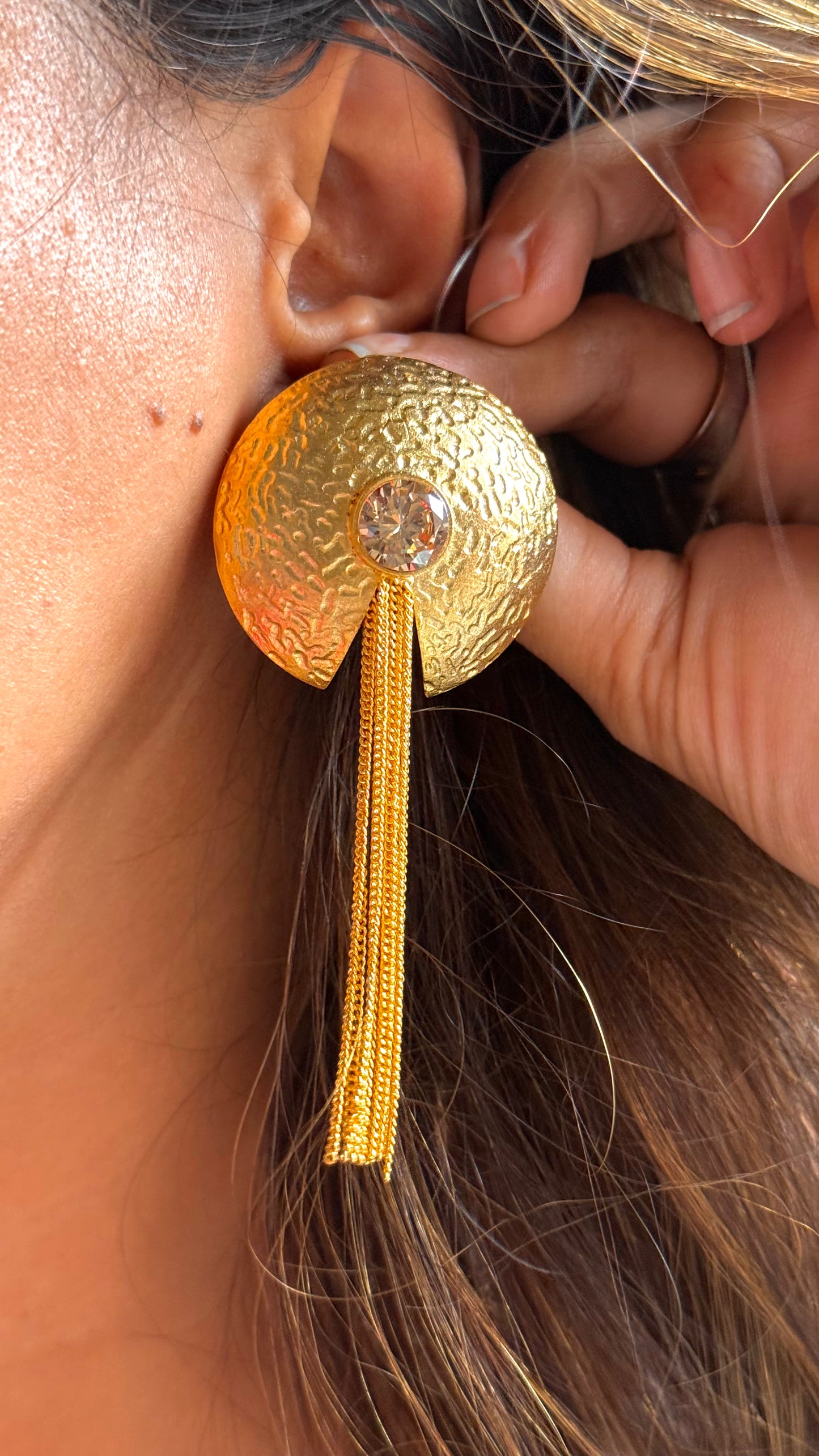 24kt Dubai Gold inspired Designer danglers with waterfall hanging