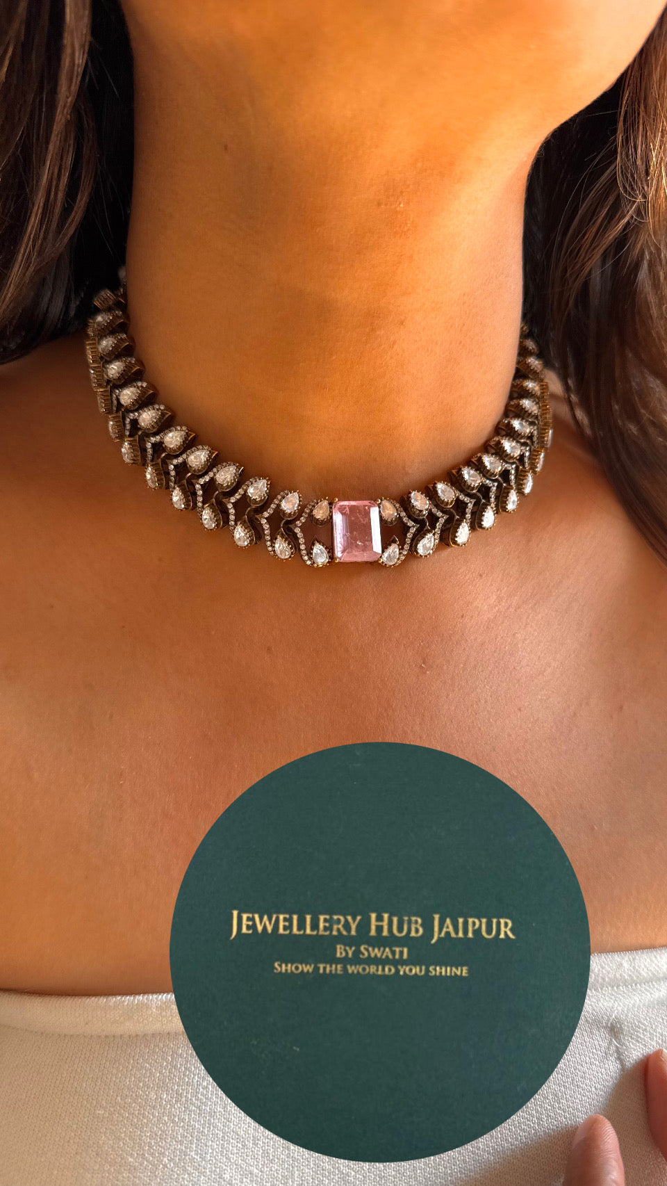 polki carat polish collar necklace