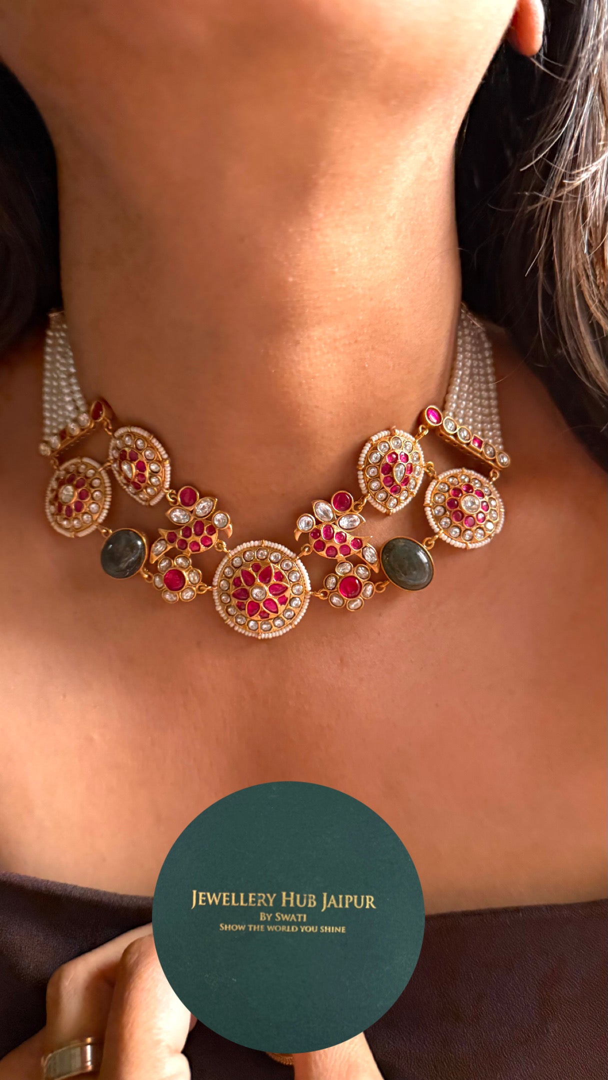 Rani pink with granite Amrapali collar necklace