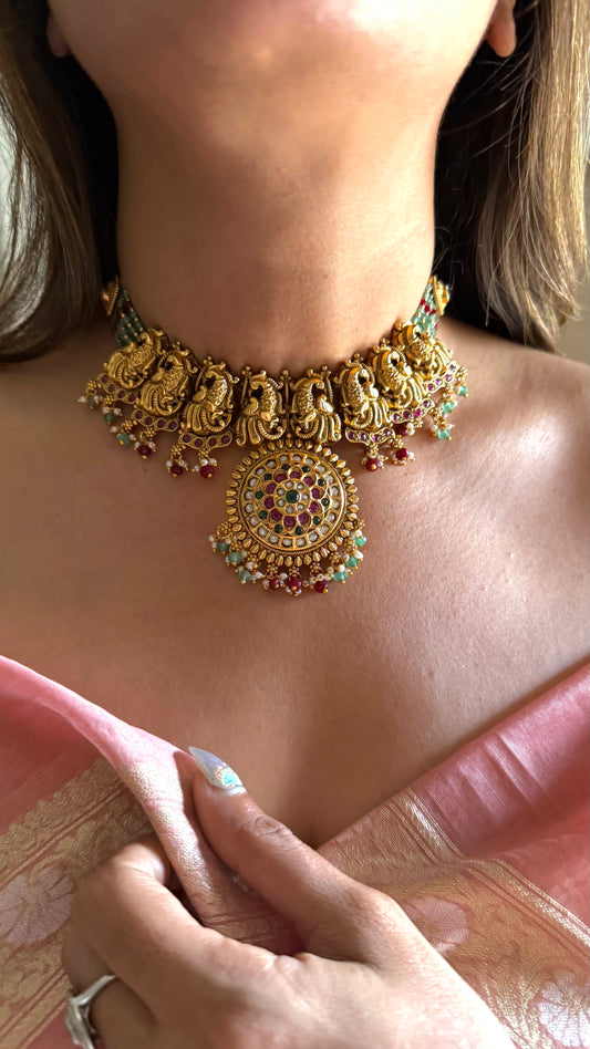 Ruby & emerald Moissanite rajwada set