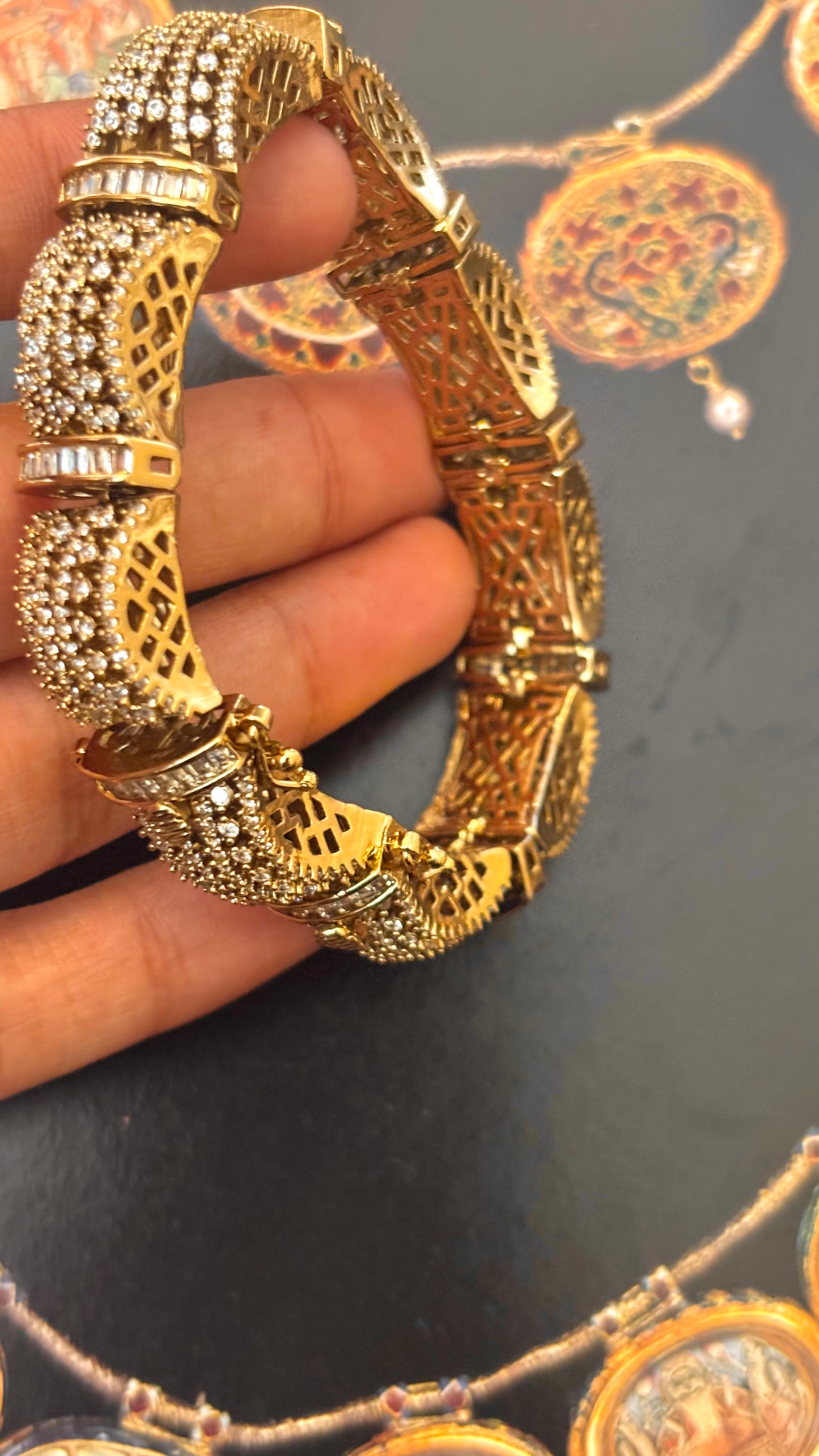 Cz diamond Victorian adjustable bracelet