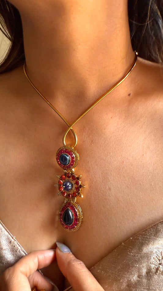 Sabhyasachi inspired sapphire & ruby hasli