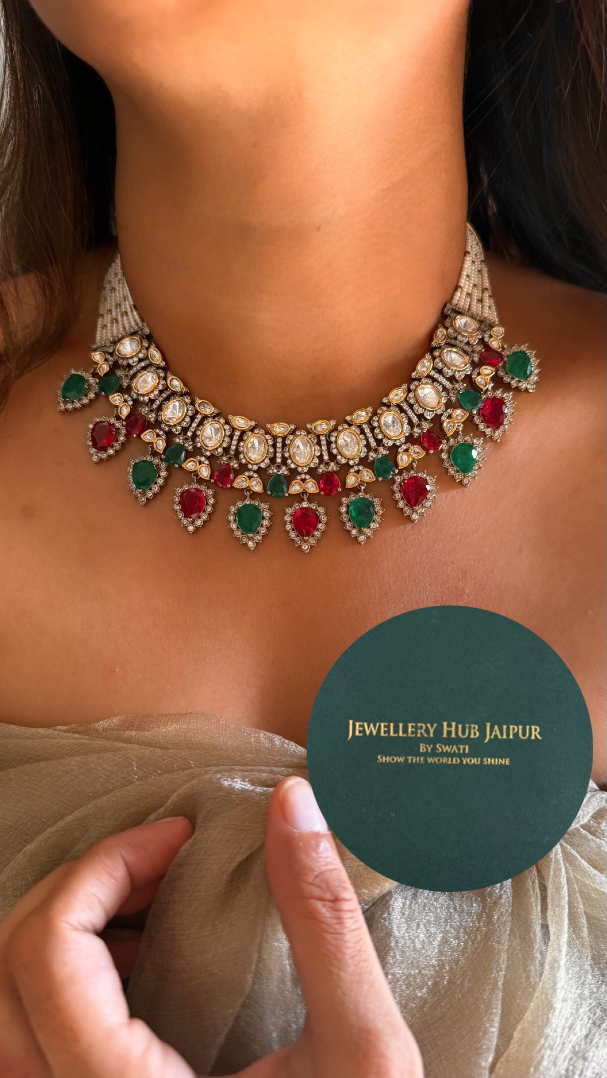 emerald and ruby victorian necklace