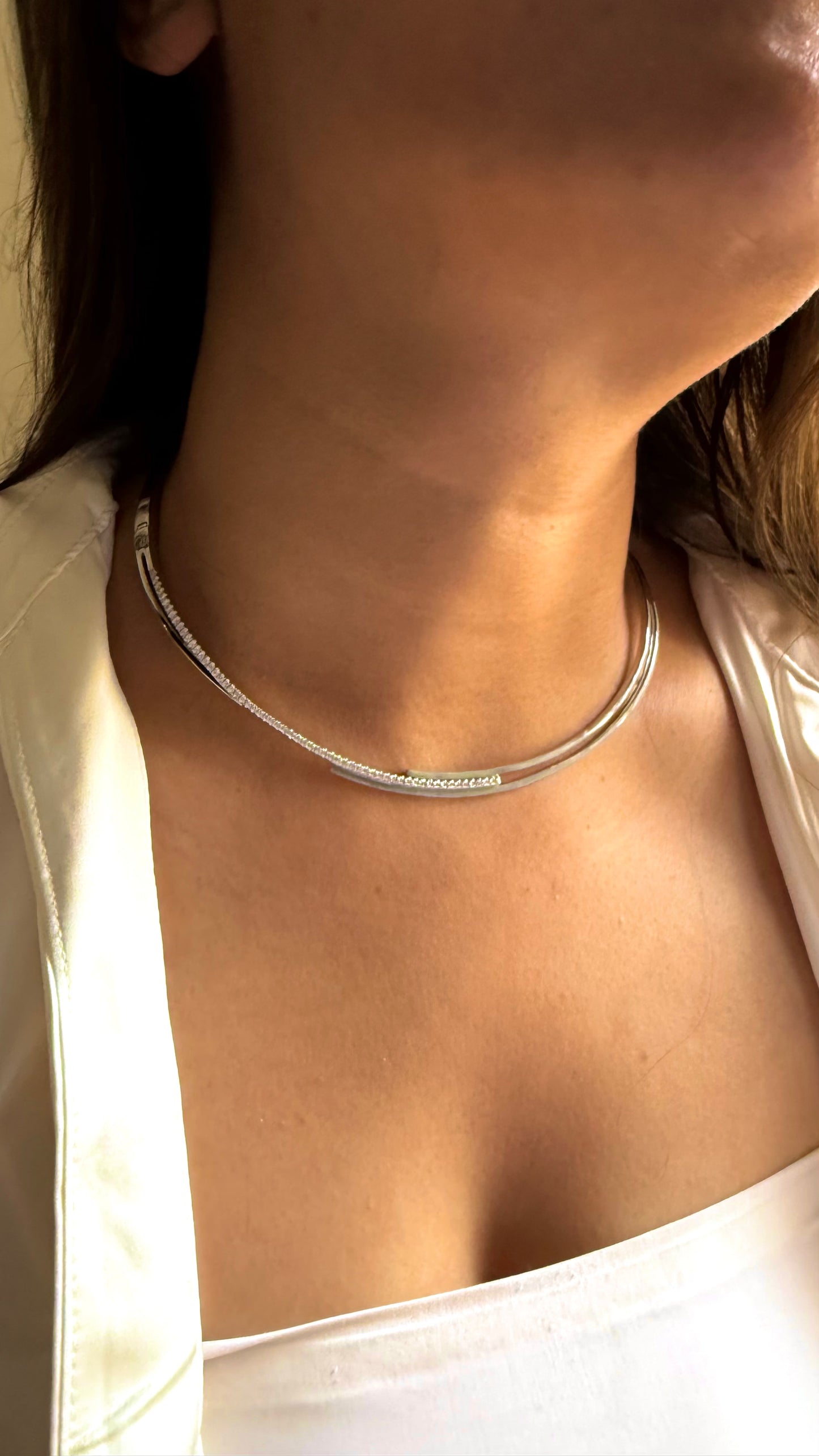 Silver moissanite designer necklace