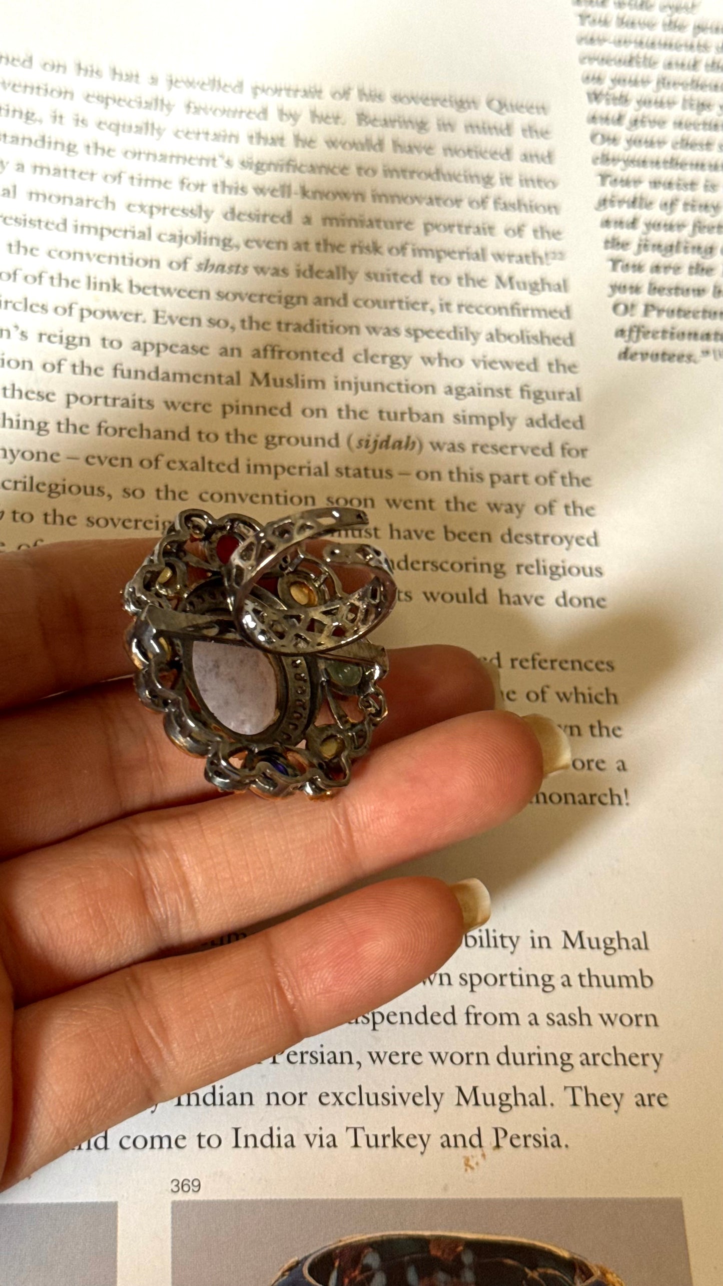 Sabyasachi inspired with real stone marble adjustable ring