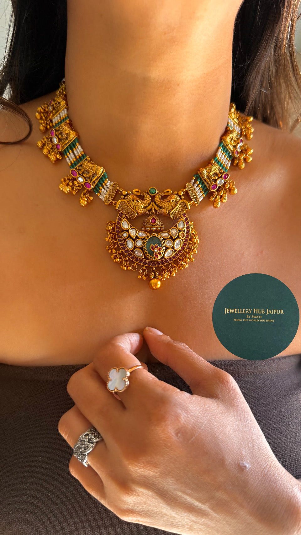 Gajanand inspired royal heritage necklace