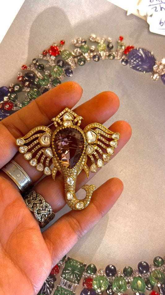 Gajanan inspired designer brooch  (champagne)