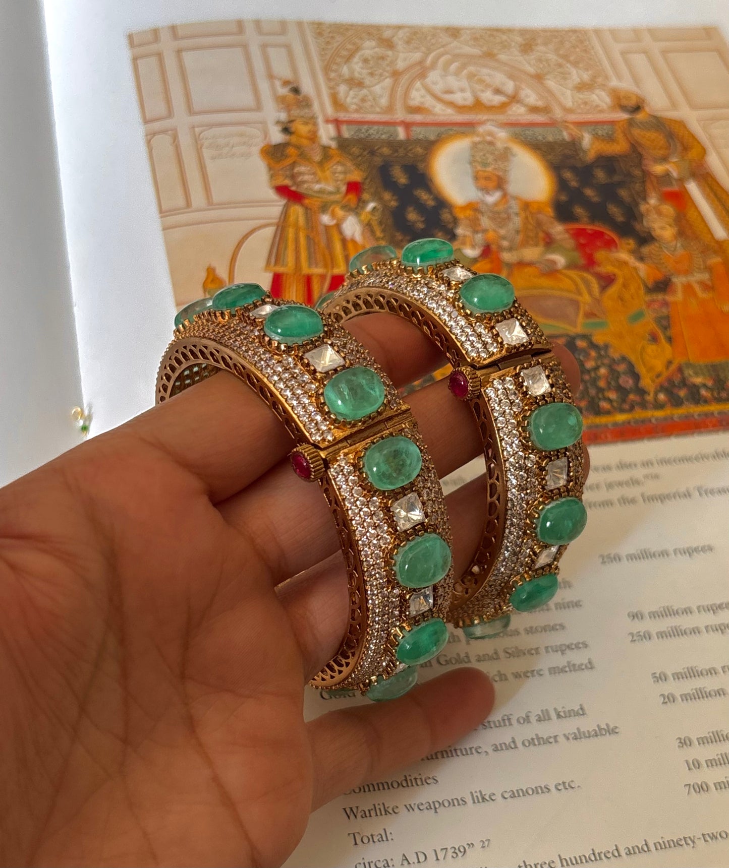 victorian Diamond mint doublet bangles