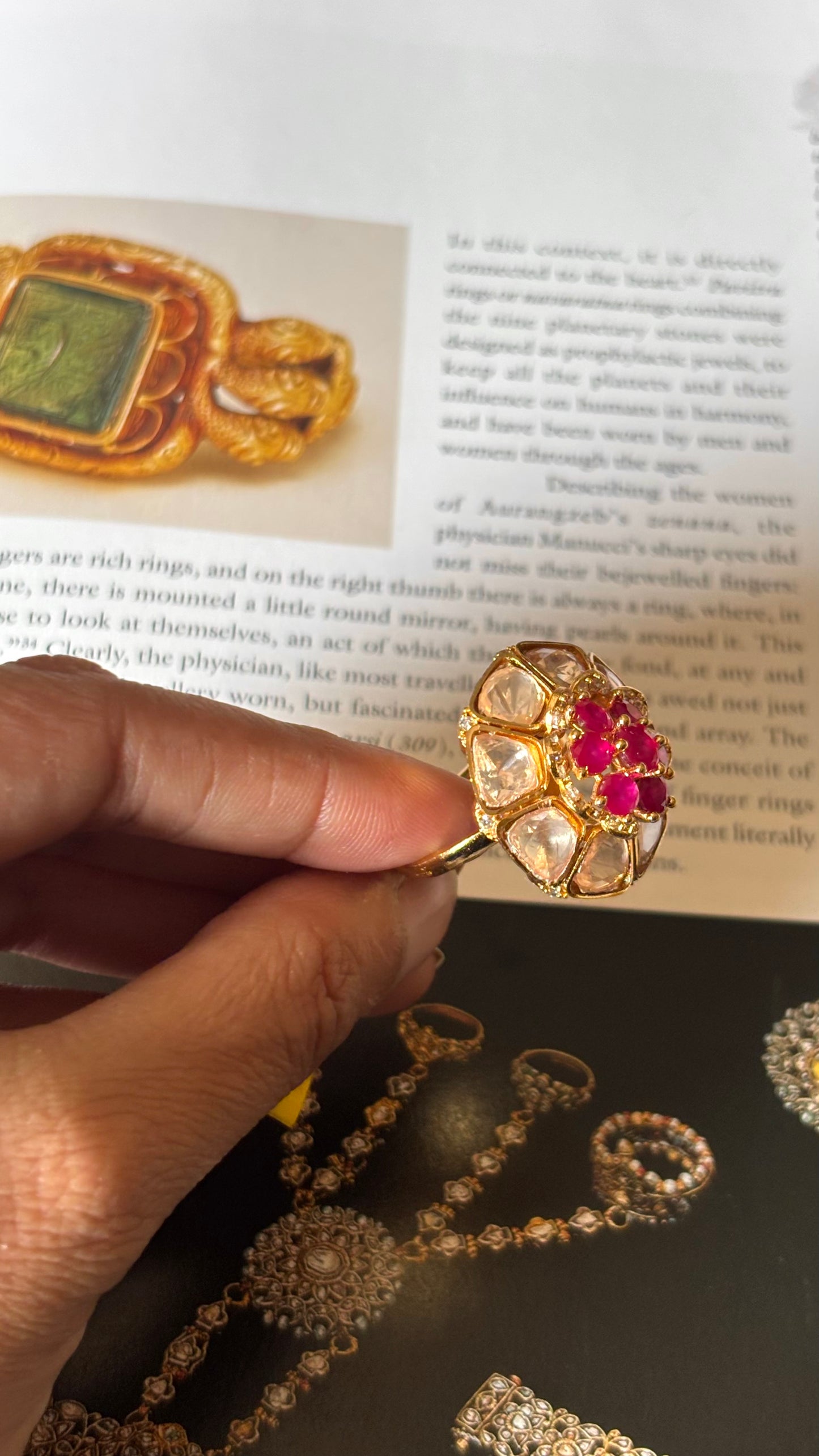 Rani pink ruby doublet stone polki ring