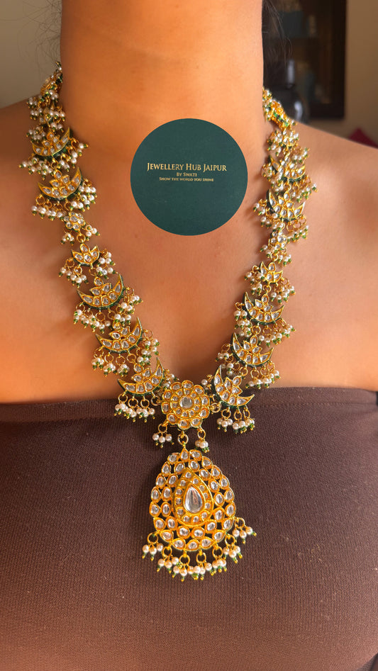 Meenakari polki heritage long necklace