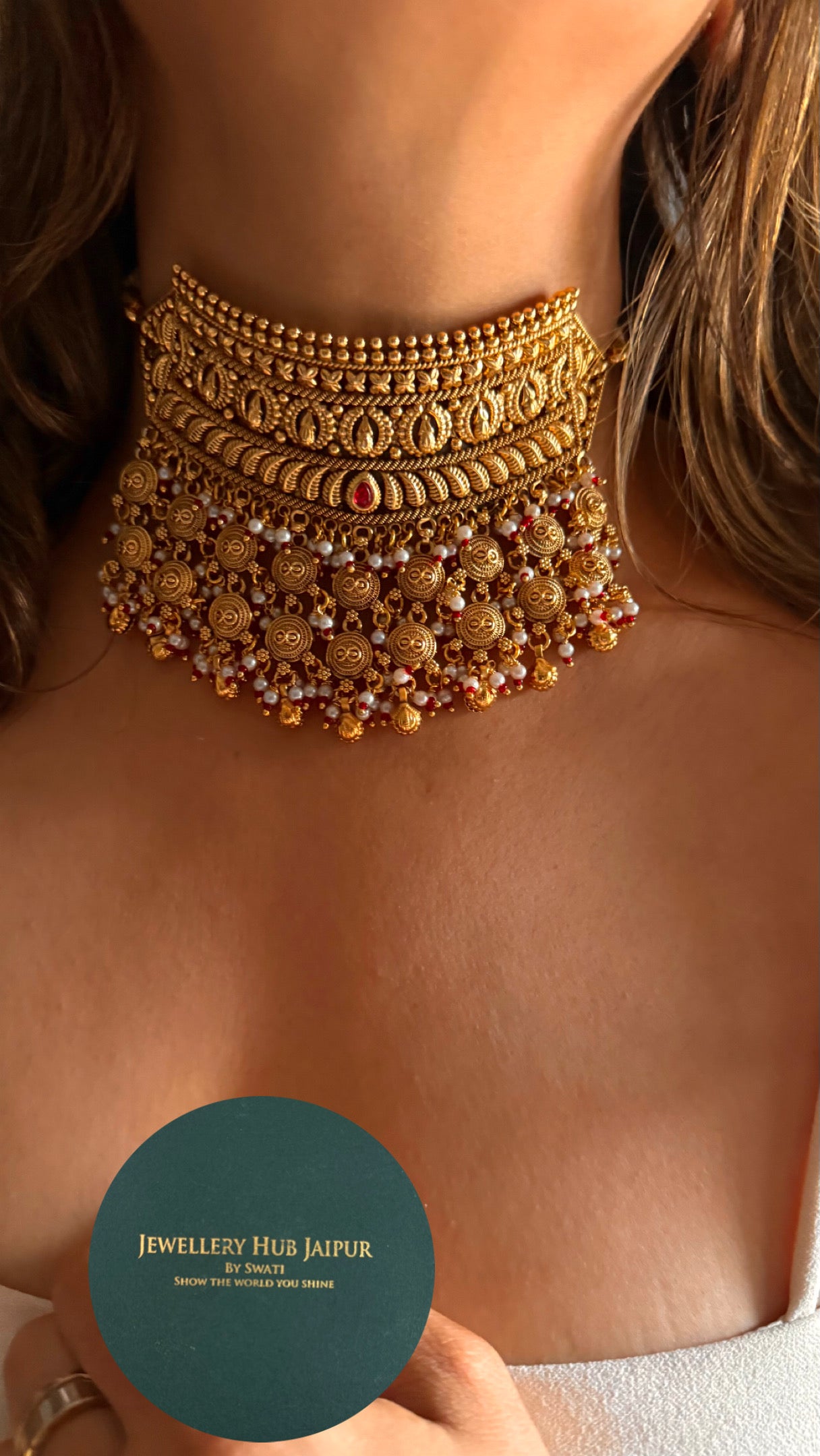Ruby gold designer rajasthani aad Necklace
