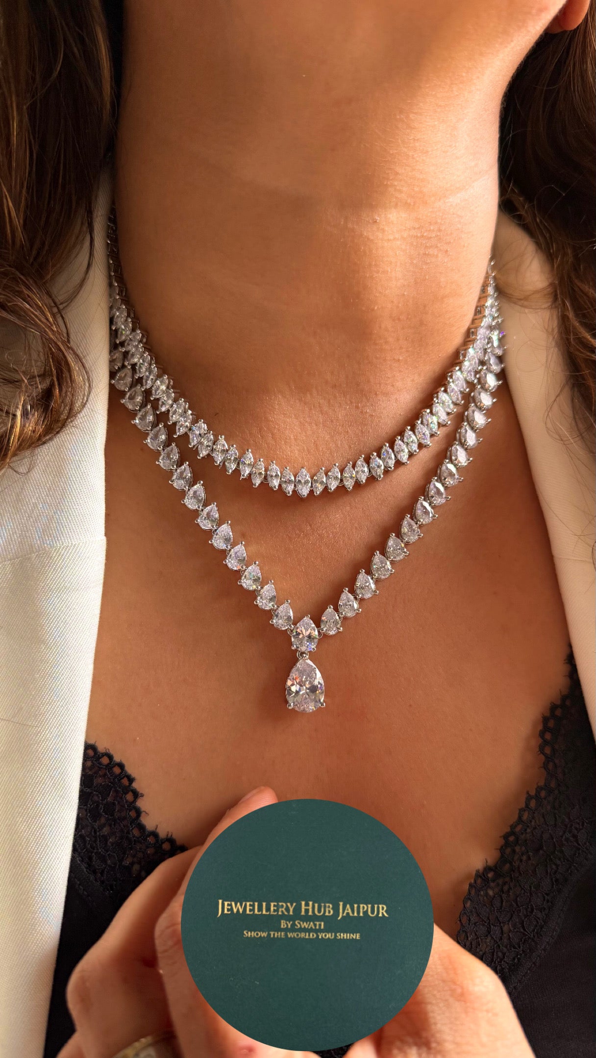 Dual line cz diamond necklace