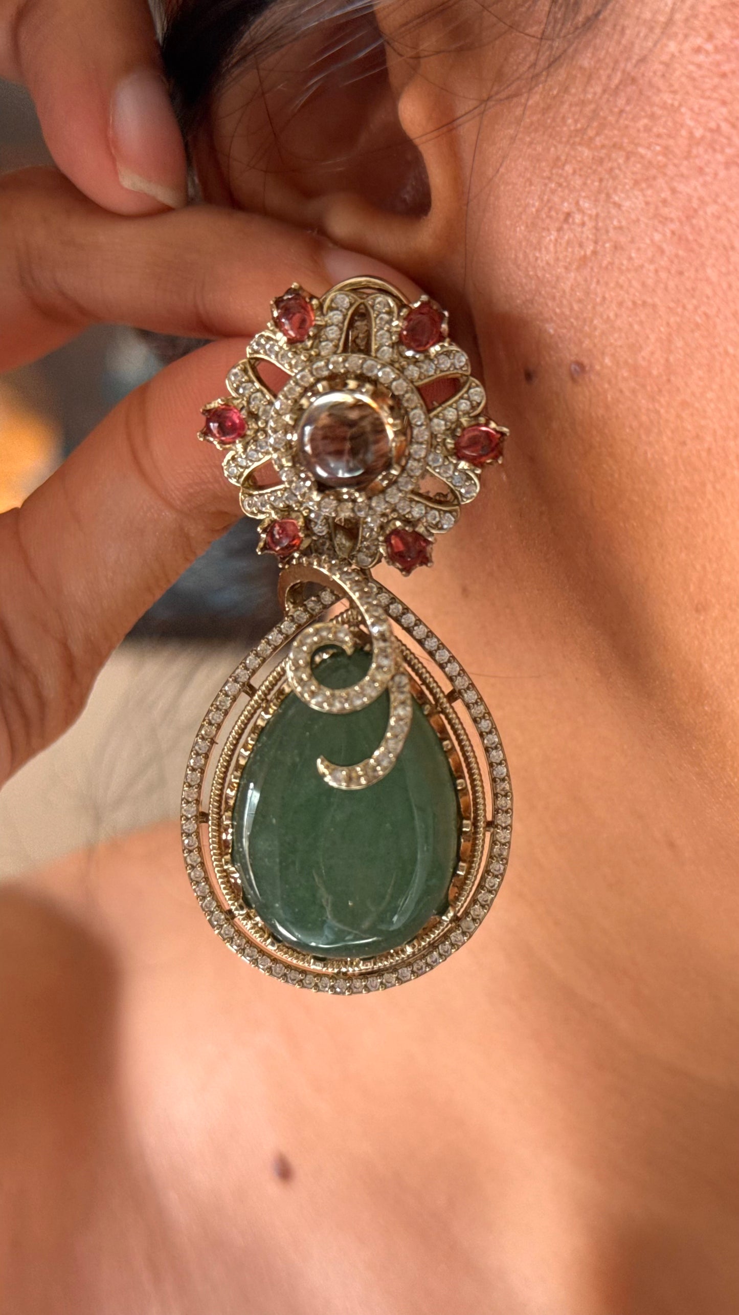 Mint strawberry real stone sabyasachi inspired designer necklace