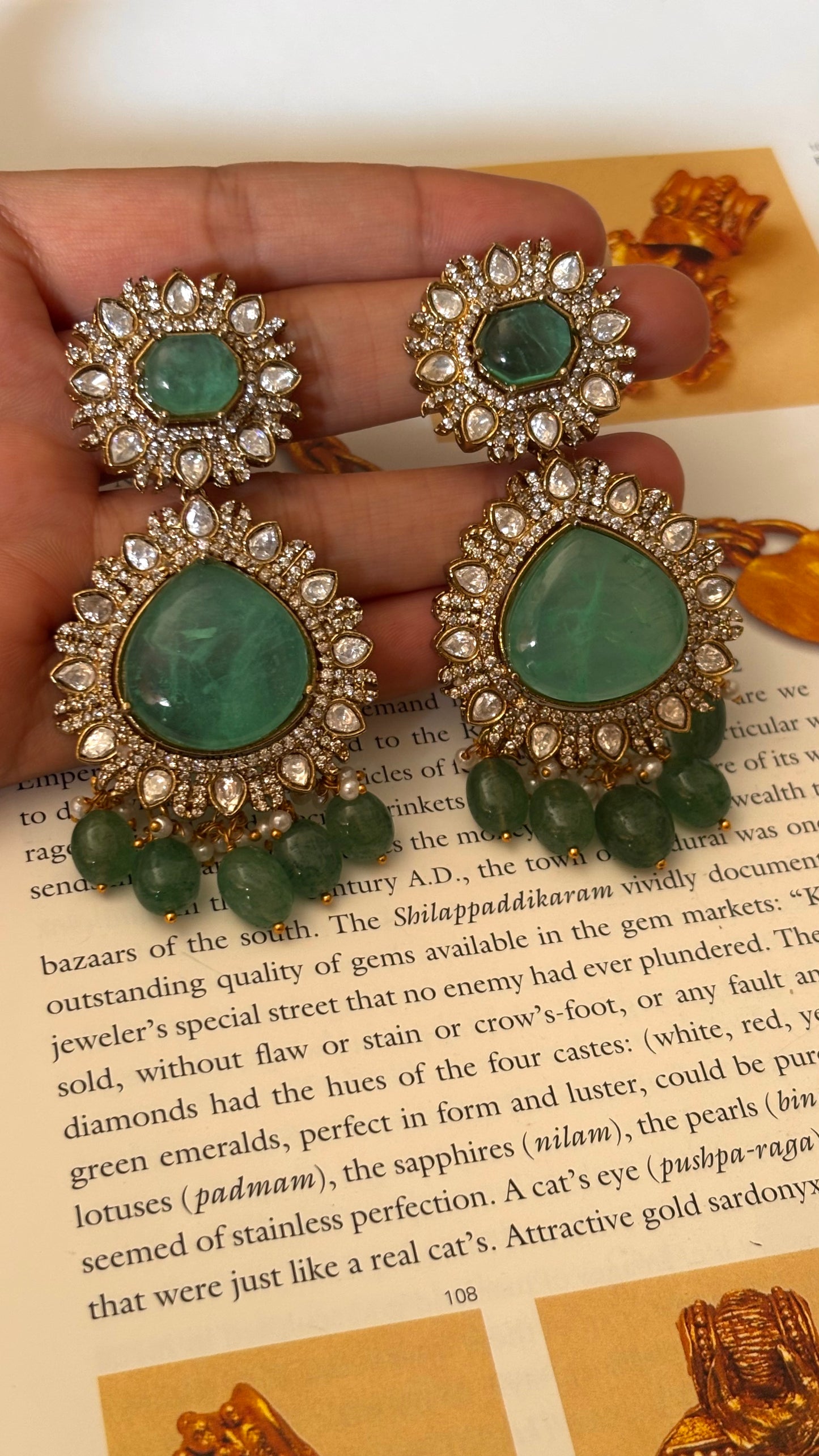 Mint doublet moissanite with drops earrings