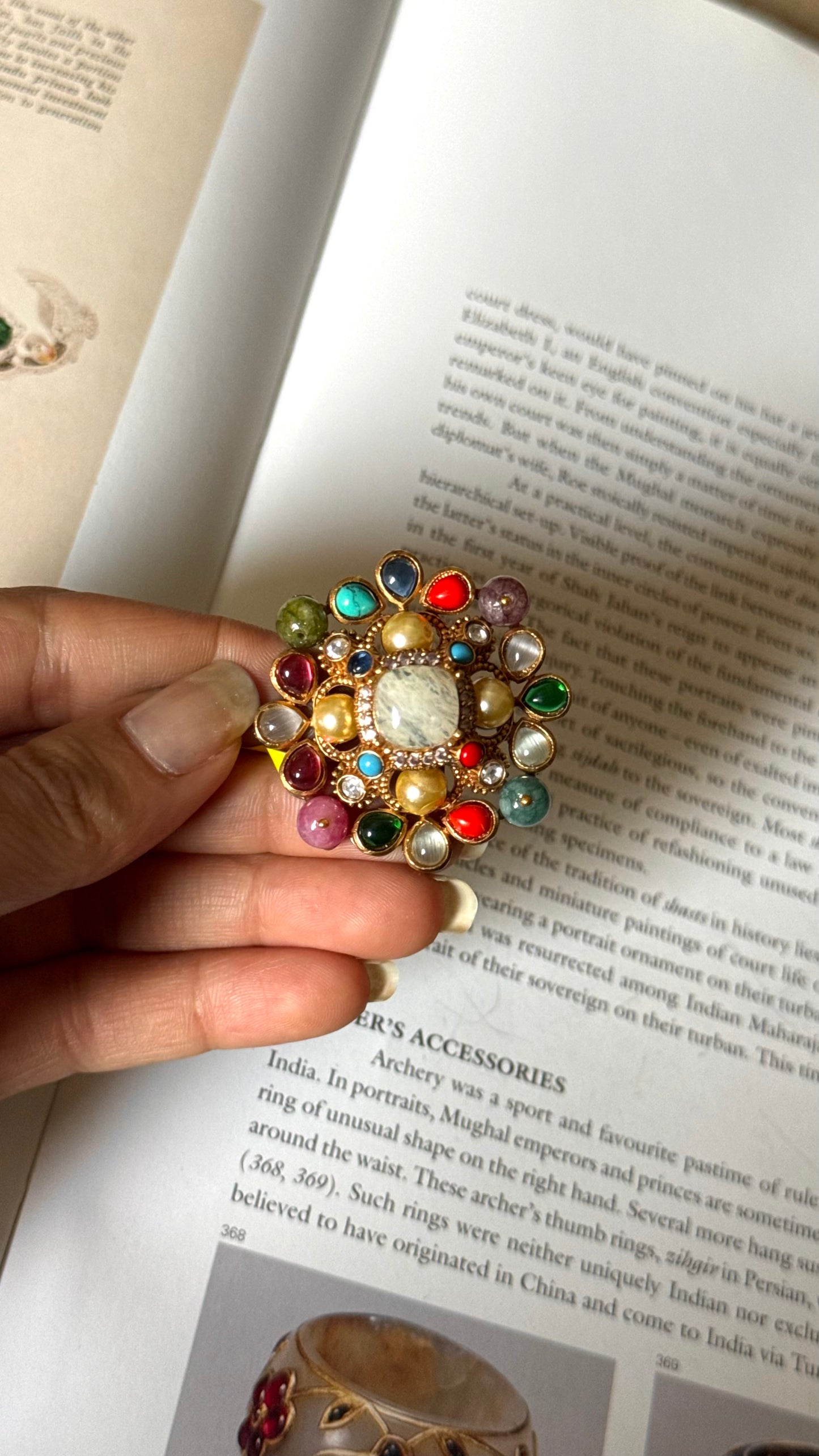 Sabyasachi inspired multicoloured adjustable ring