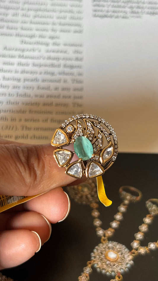 Real moissanite with mint stone Ring